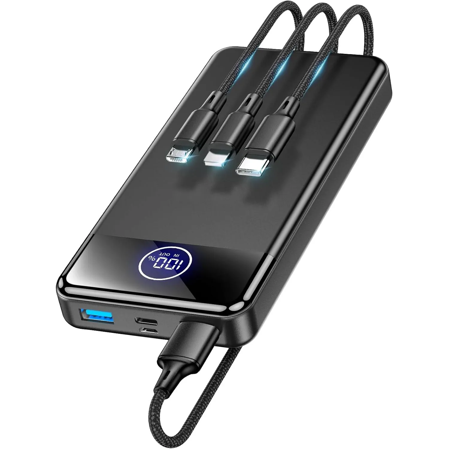 Power Bank, 26800mAh mit 3-in-1 Kabel, Schiefergrau