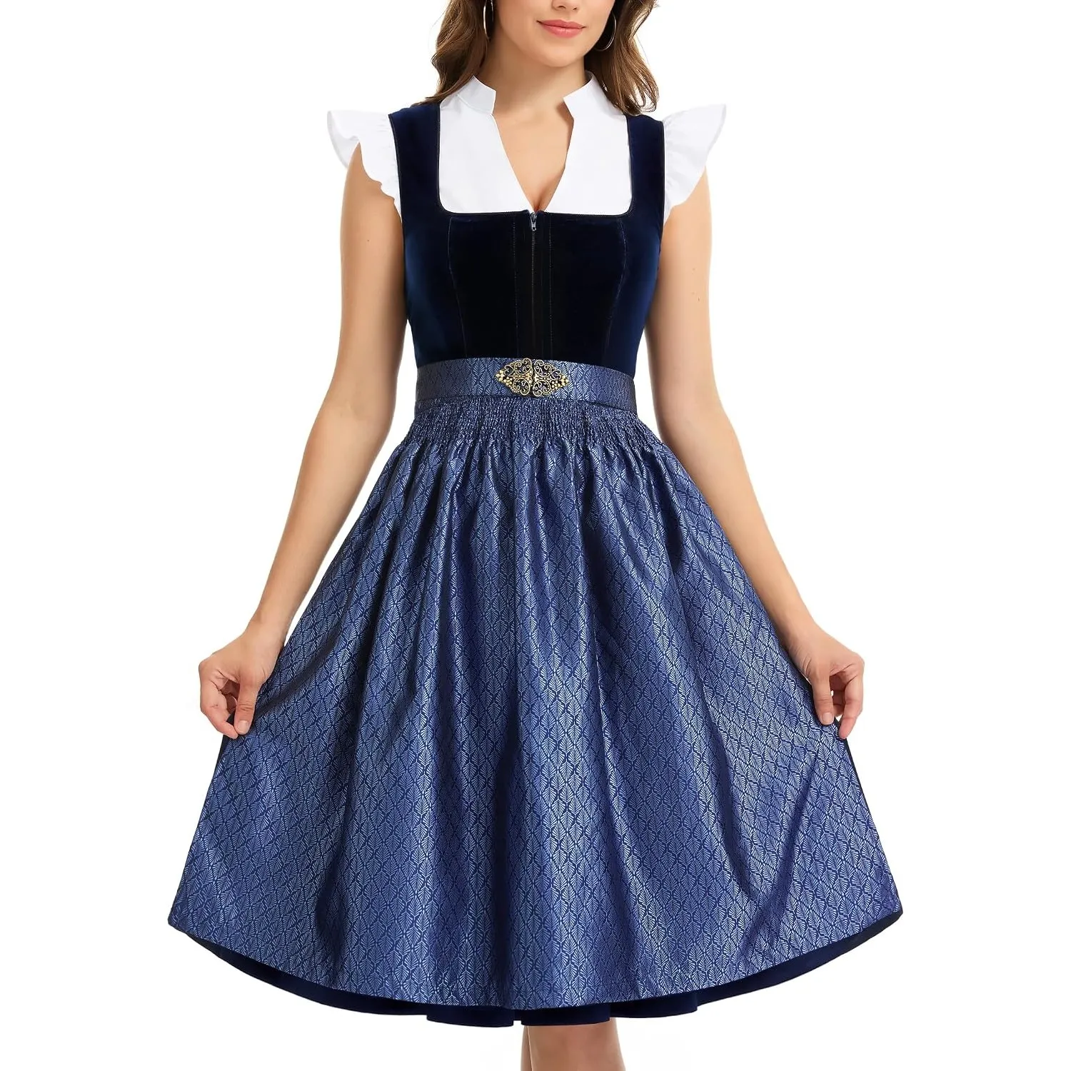 Dirndl Damen Midi Dirndlkleid Lang Samt Trachtenrock Trachtenkleid 3 Teilig | Dirndl Damen Trachten oktoberfest outfit …