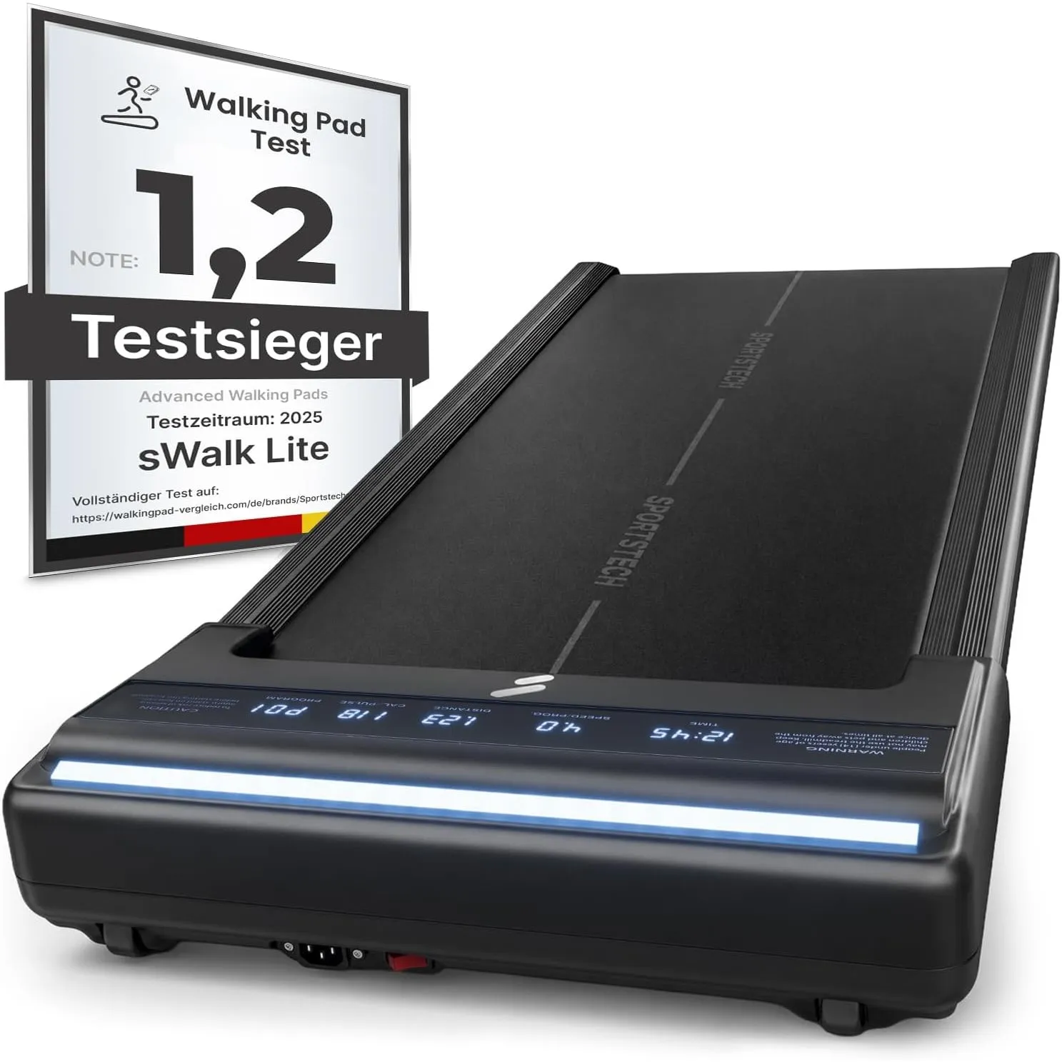 Sportstech sWalk Lite Walking Pad Laufband für Zuhause & Schreibtisch, mit Steigung 6%, bis 6 km/h, LED-Anzeige, App-St…