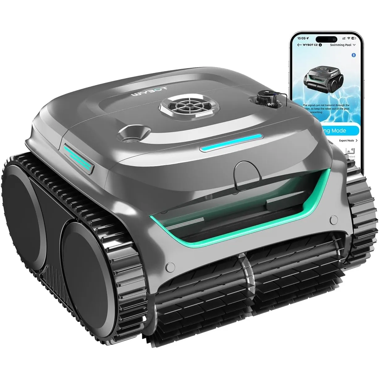 WYBOT C2 Poolroboter Akku, Boden und Wand, 180 Min, 150 m², App-Steuerung