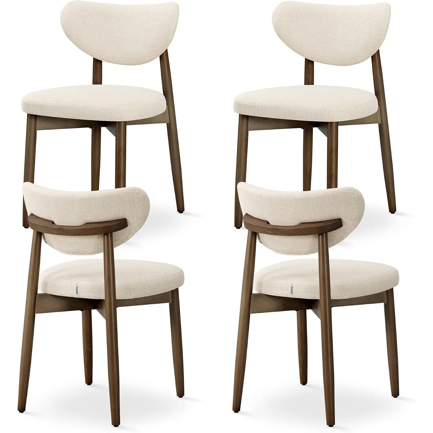 VASAGLE Esszimmerstuhl 4er Set, Küchenstuhl, Polsterstuhl mit Massivholzbeinen, ergonomische Rückenlehne, Aussparung al…