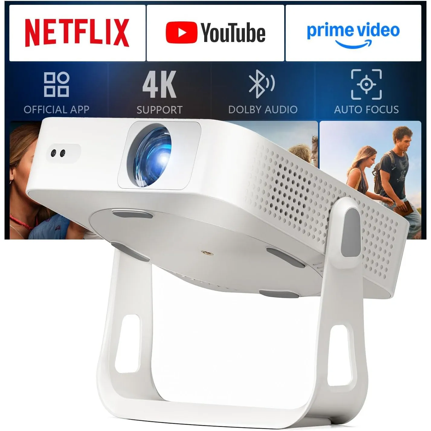Smart Beamer【2500ANSI ＆ Offizielle App】 Mini Projektor mit Autofokus ＆ Trapezkorrektur, VOPLLS 1080P Full HD WiFi6 Blue…