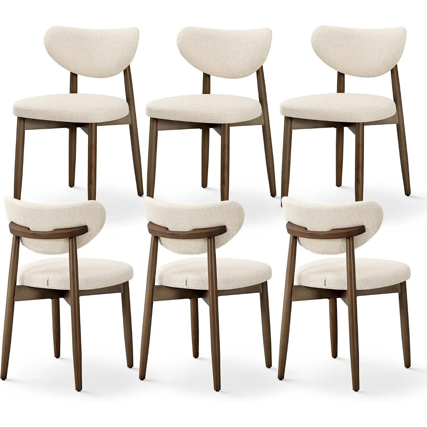 VASAGLE Esszimmerstuhl 6er Set, Küchenstuhl, Polsterstuhl mit Massivholzbeinen, ergonomische Rückenlehne, Aussparung al…