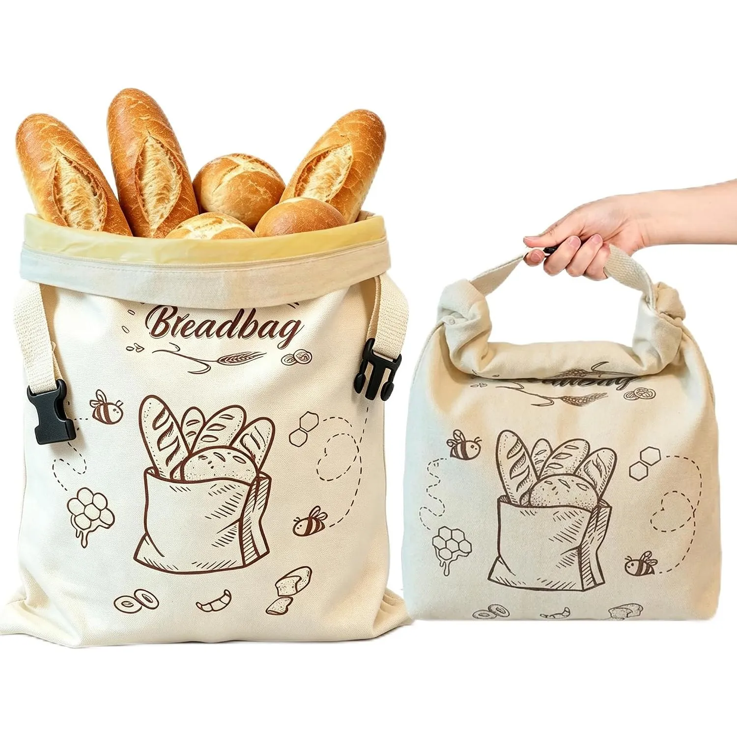 Bienenwachs Brotbeutel 2 Stück, 43×33 cm Wiederverwendbar für Brot