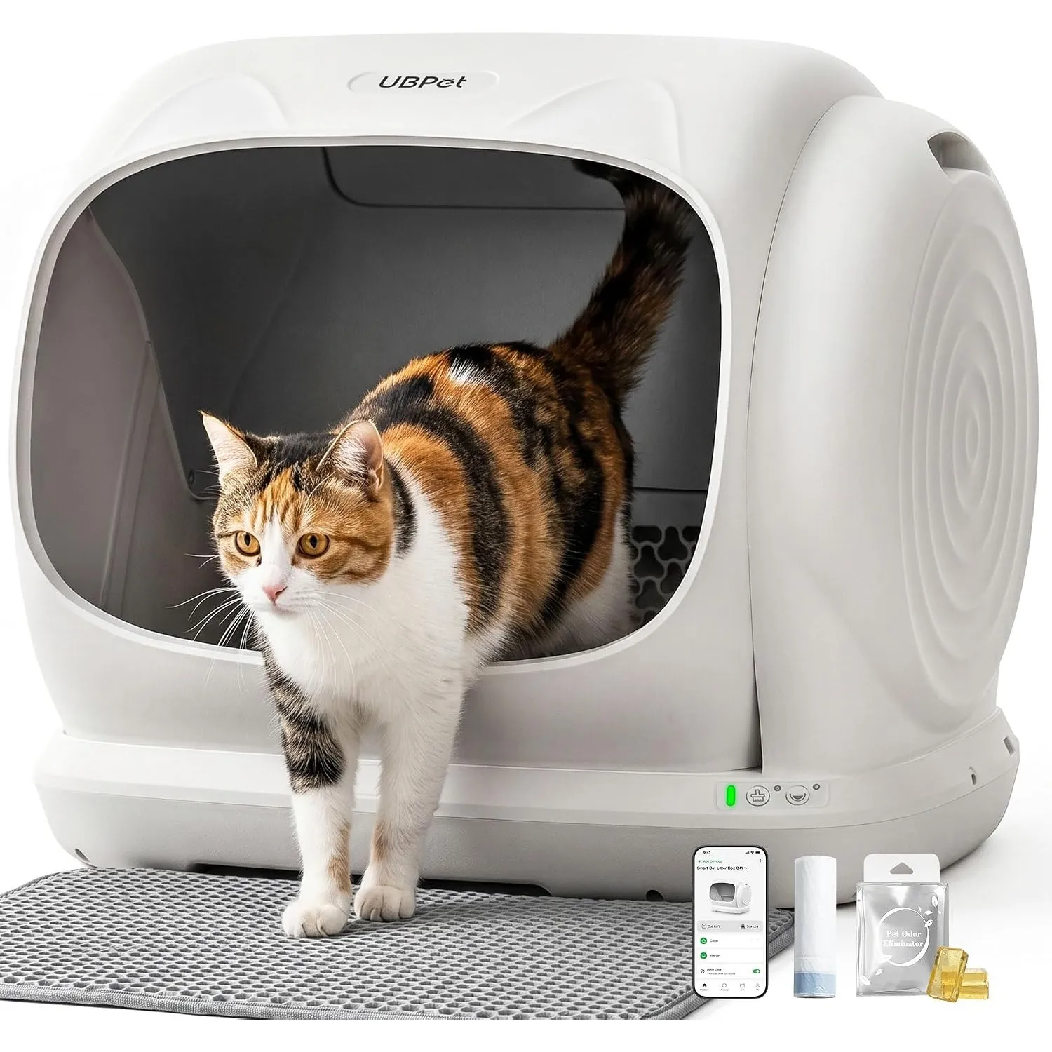 UBPET XXXL Selbstreinigende Katzentoilette, 106L Automatische Katzentoilette für Mehrkatzenhaushalte, Gewichtssensoren …