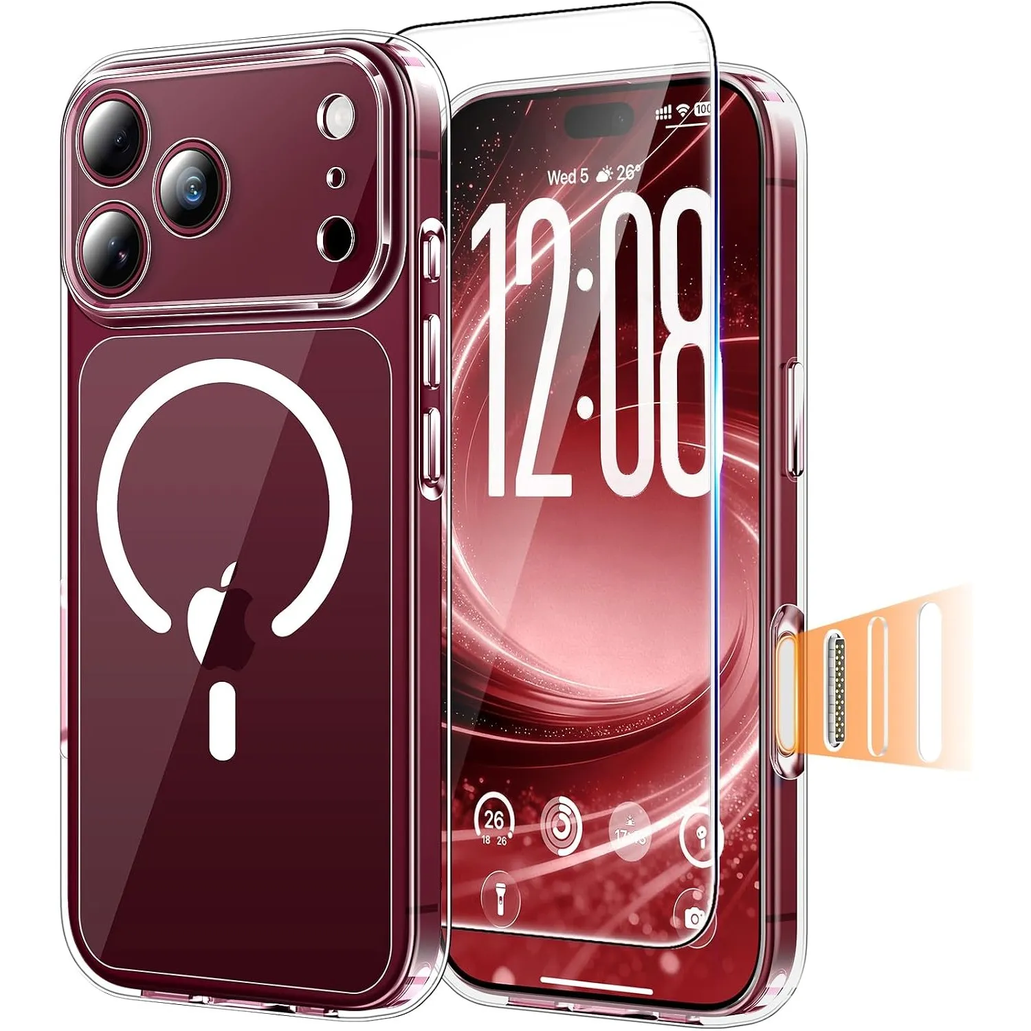 TAURI für iPhone 18 Pro Max Hülle 6,9" mit Schutzfolie -Durchsichtig