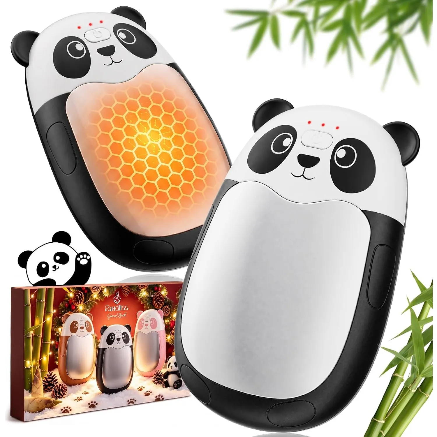 Elektrischer Handwärmer 2er Set mit Band,Panda-Design
