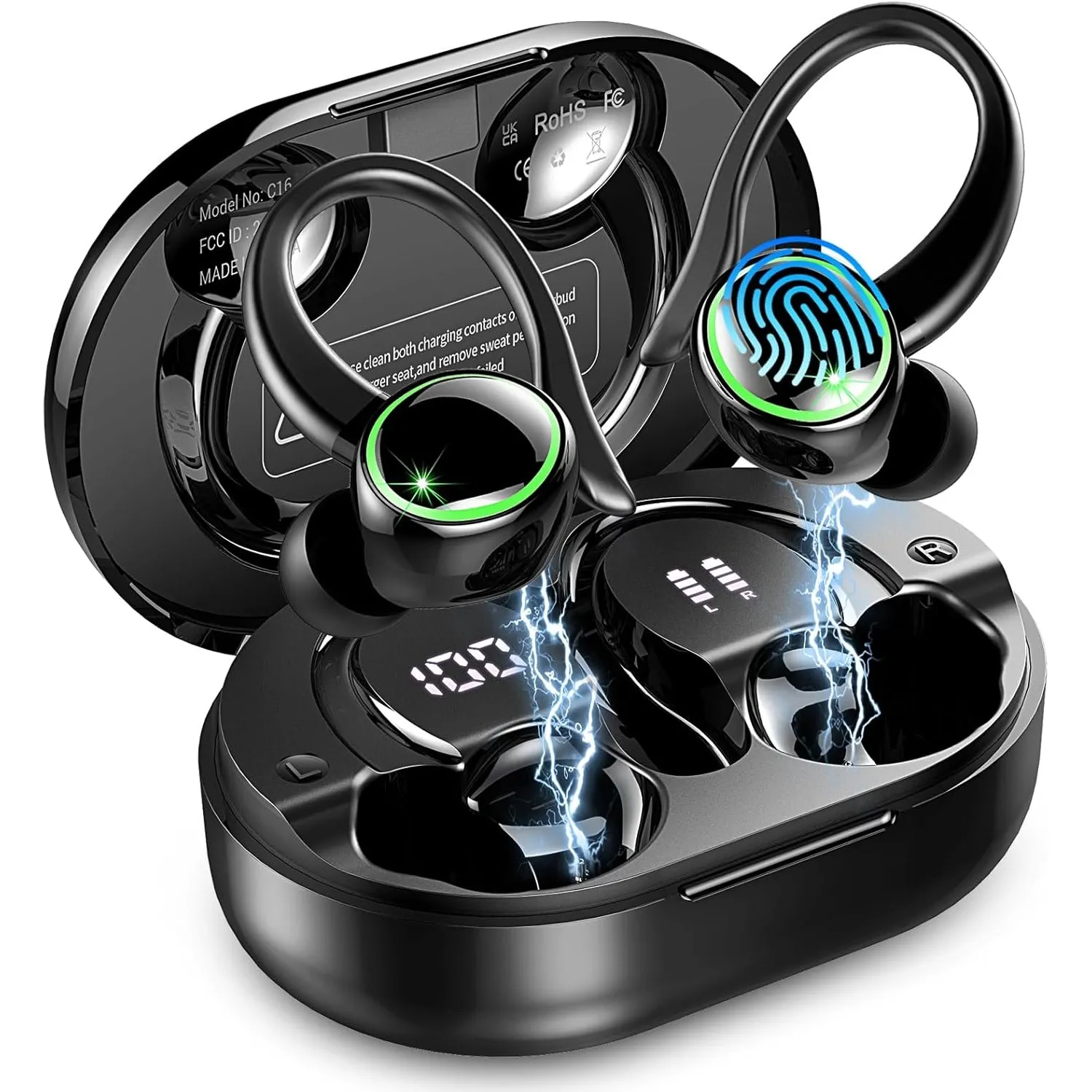2026 Bluetooth Kopfhörer, Kopfhörer Kabellos Bluetooth 5.4 Sport tiefer Bass, 56 std Spielzeit In Ear Kopfhörer mit 4 E…