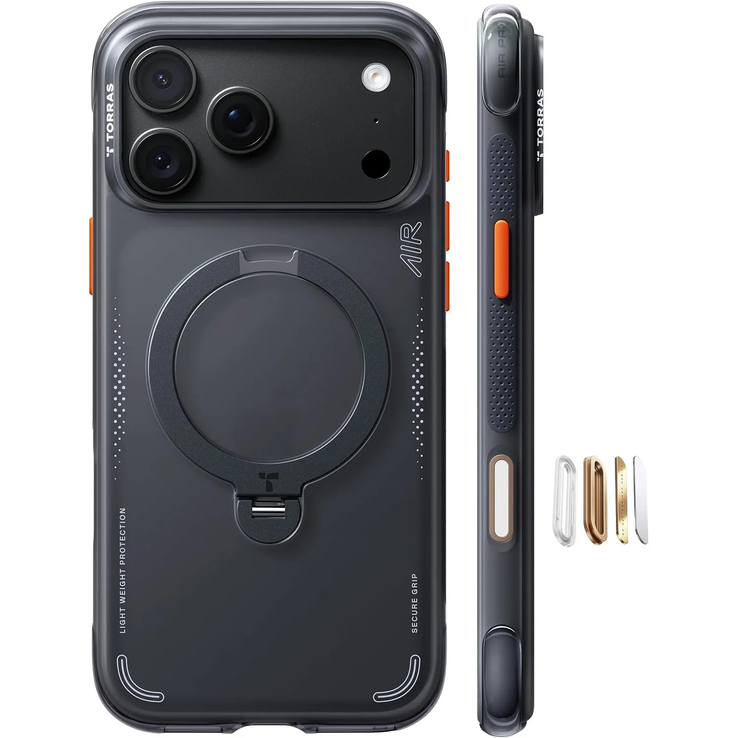 TORRAS Ostand Q3 Air für iPhone 18 Pro Max Hülle mit Airbag-Schutz, Schwarz