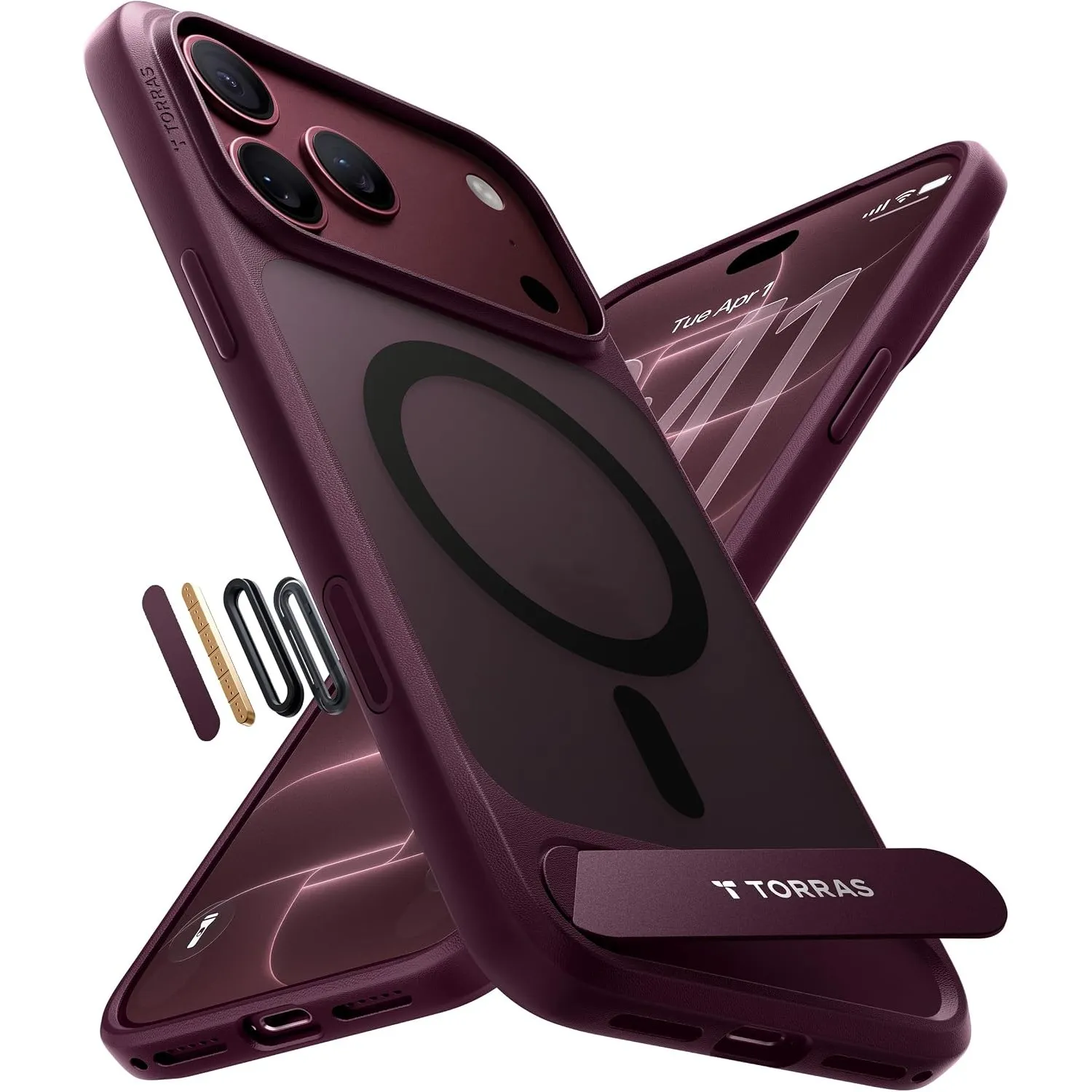 TORRAS Ostand L1 für iPhone 18 Pro Hülle für MagSafe Case Burgunder