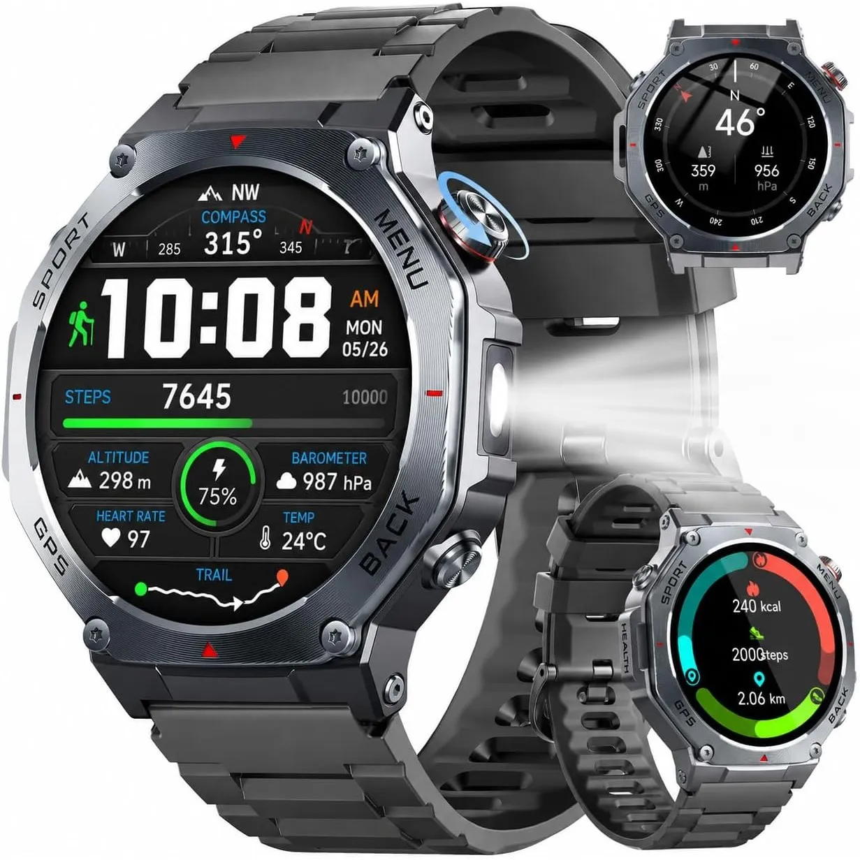 Smartwatch Herren GPS, 2026 Militär Fitnessuhr Sportuhr, 1.43''Fitness Tracker Smart Watch mit 24/7 Herzfrequenz/Schlaf…