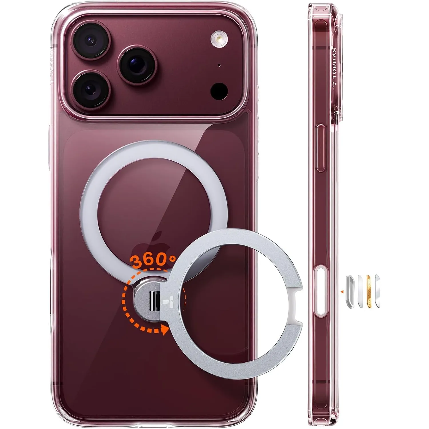 TORRAS Ostand Q3 Spin für iPhone 18 Pro Max Hülle 360° Ständer Transparent