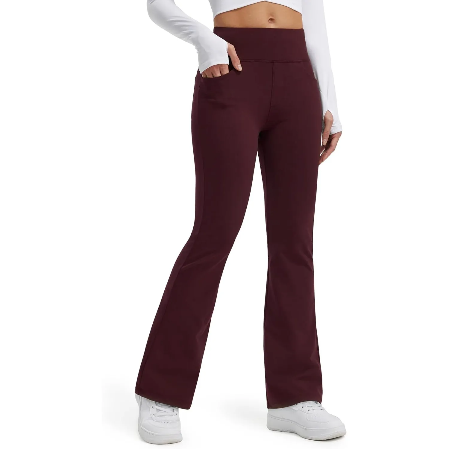 Libin Damen Thermo Flared Leggings Thermohose Wanderhose Wasserabweisend Winter Sporthose Schlaghose Yogahose Bootcut H…