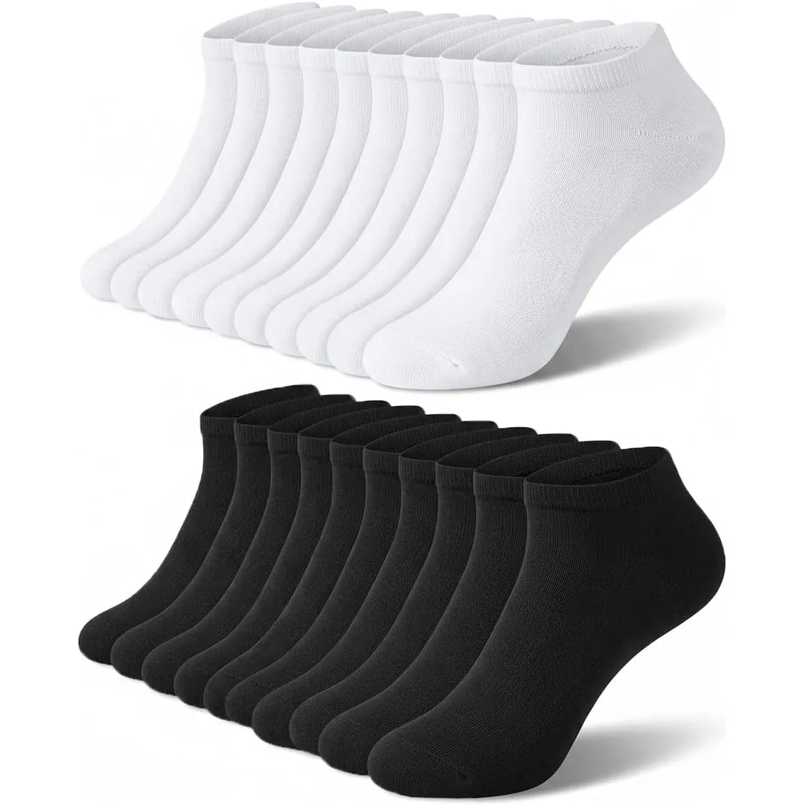 Sneaker Socken Herren Damen Baumwolle 10 Paar Sneakersocken Schwarz Weiß Grau