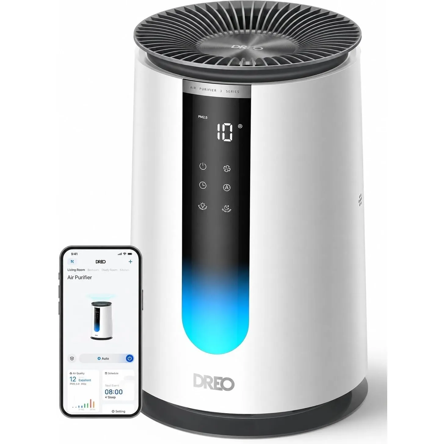 DREO Luftreiniger für Allergiker & Wohnung, HEPA-Filter, CADR 196 m³/h