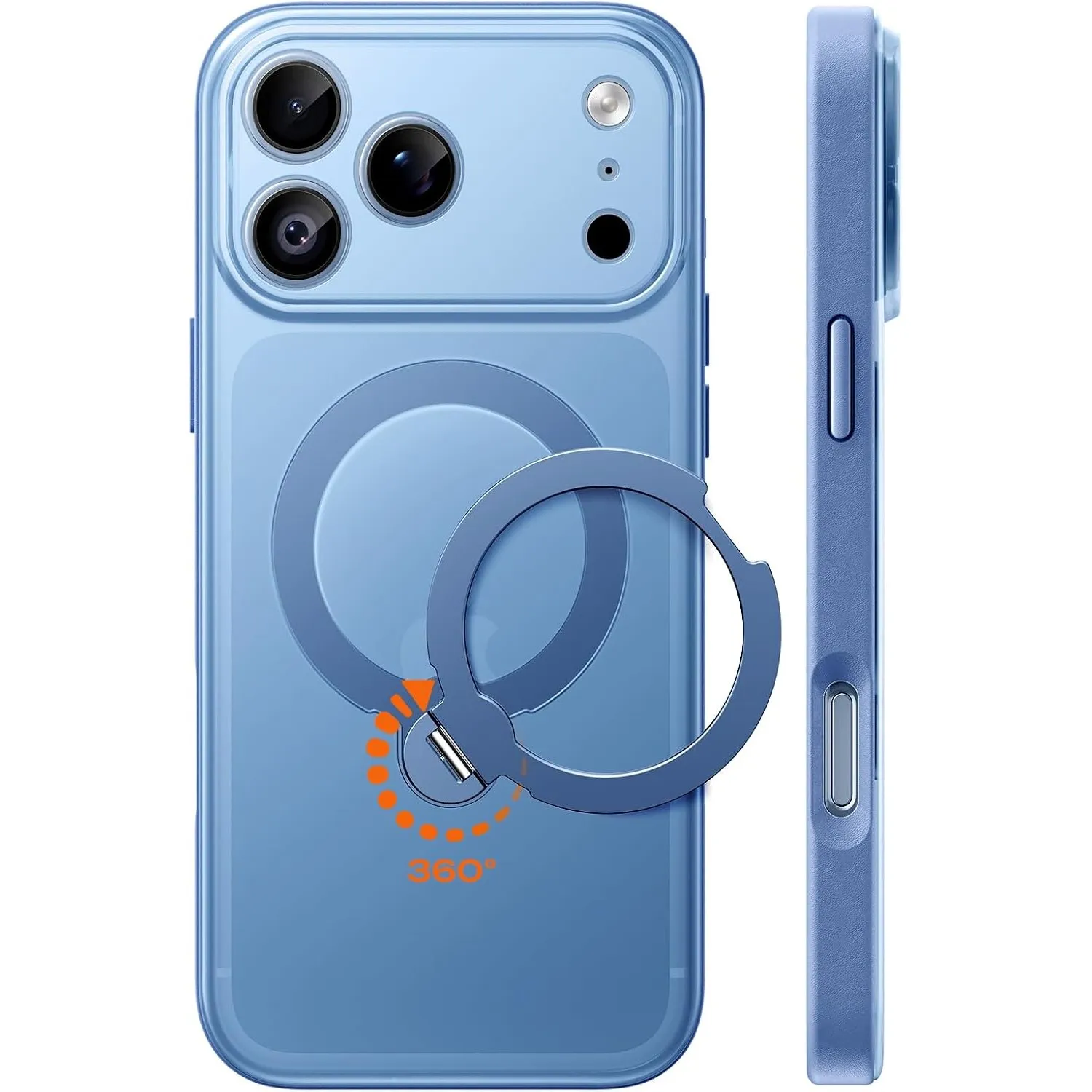 TOCOL für iPhone 18 Pro Hülle mit Ständer, 360° Drehbarem, Himmelblau