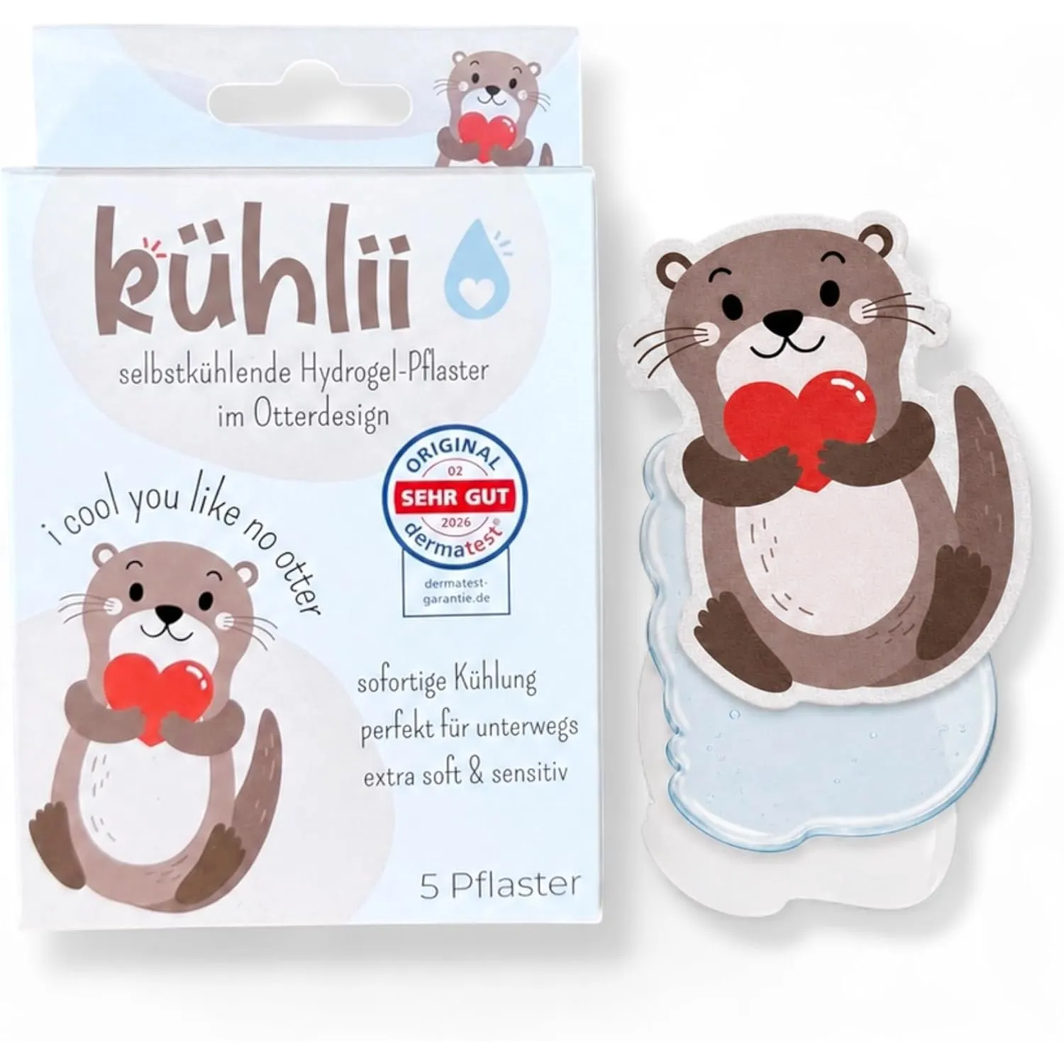 Selbstkühlende Hydrogel-Kühlpflaster für Kinder im Otter-Design | Sofortige Kühlung bei Stichen, Stürzen und nach Impfu…