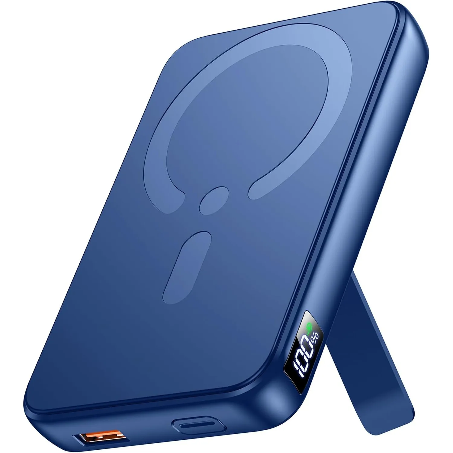 Powerbank für MagSafe 12000mAh, Externe Handyakkus mit Ständer, Tiefblau