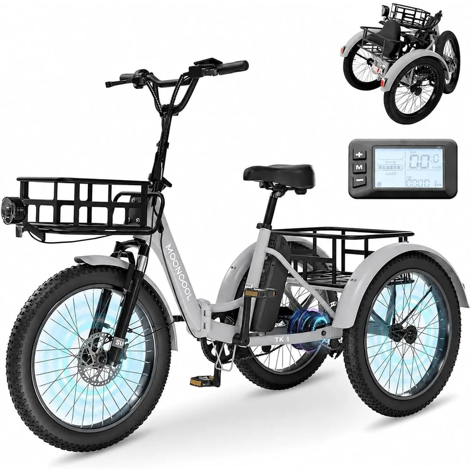 MOONCOOL E Bike Dreirad Klapprad, 20" Elektrofahrräder für Herren Damen, 36V 20AH Akku, 250W Motor 45 Nm, LCD-Display, …