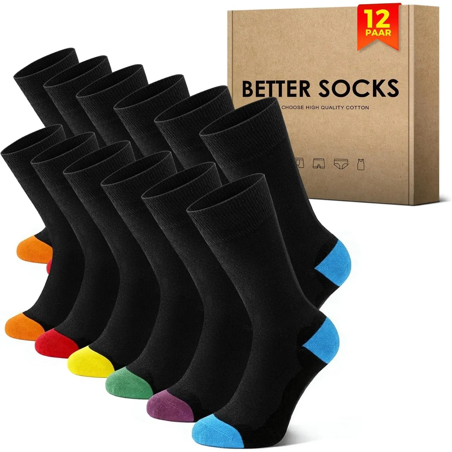 NUOZA 12 Paar Socken Herren Damen Baumwolle Business Atmungsaktive Socks