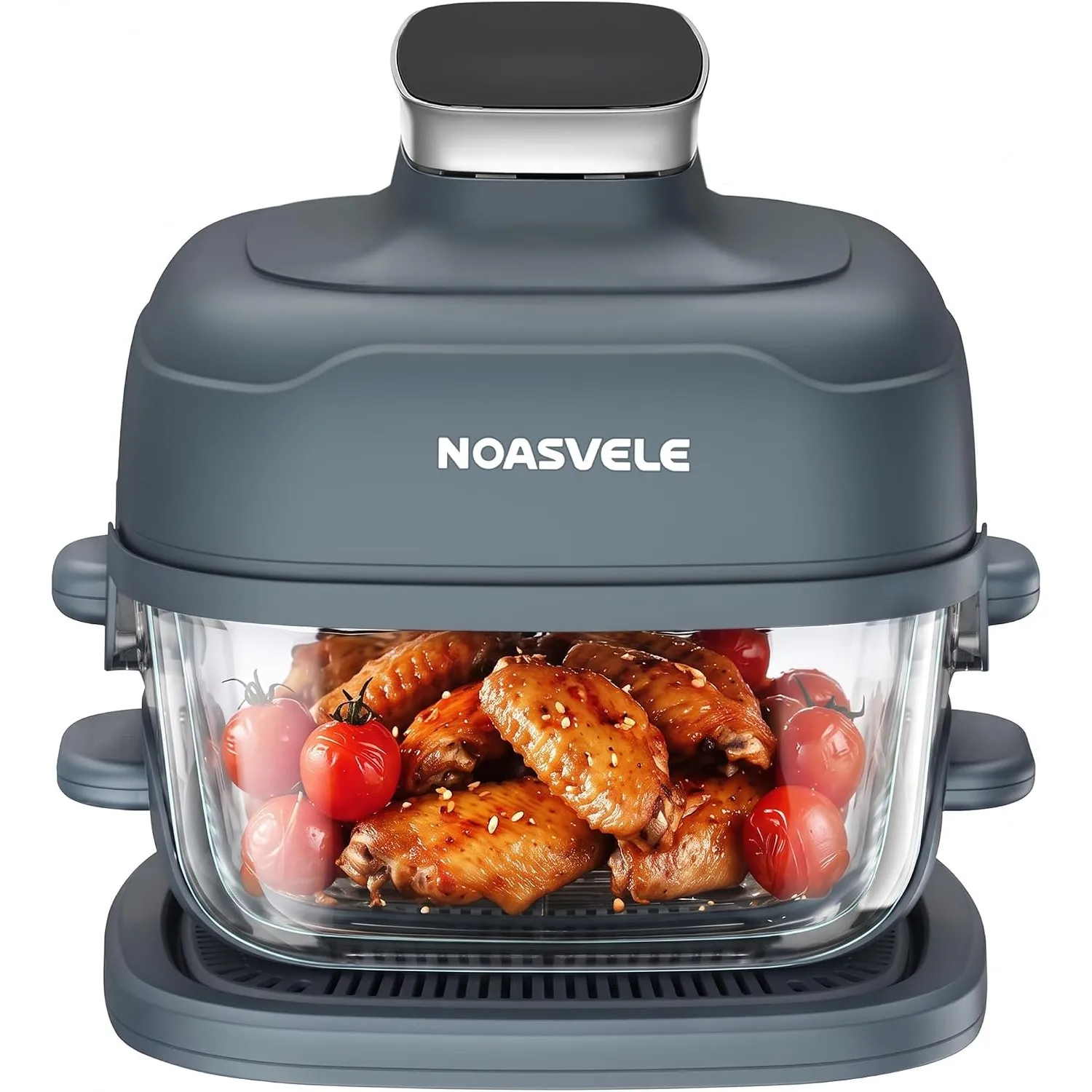 Airfryer Glas, Heißluftfritteuse 4,2L+2,2L Glasbehälter PFAS-frei, Blau
