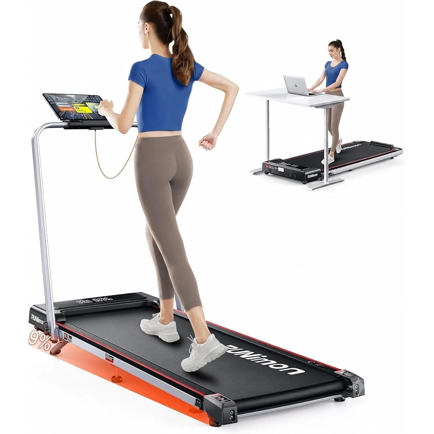 6 IN 1 Laufband für Zuhause Klappbar mit Neigung,12km/h Walking Pad mit Steigung,Klappbar Laufband für Zuhause & Büro,2…