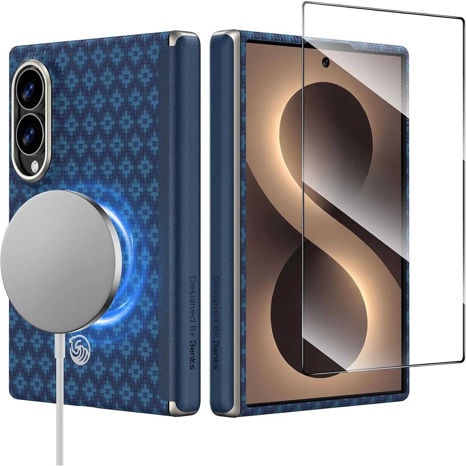 BENKS ArmorGrid Air für Samsung Galaxy Z Fold 8 Hülle Ultradünne | Kevlar Aramidfaser Handyhülle für MagSafe, Scharnier…