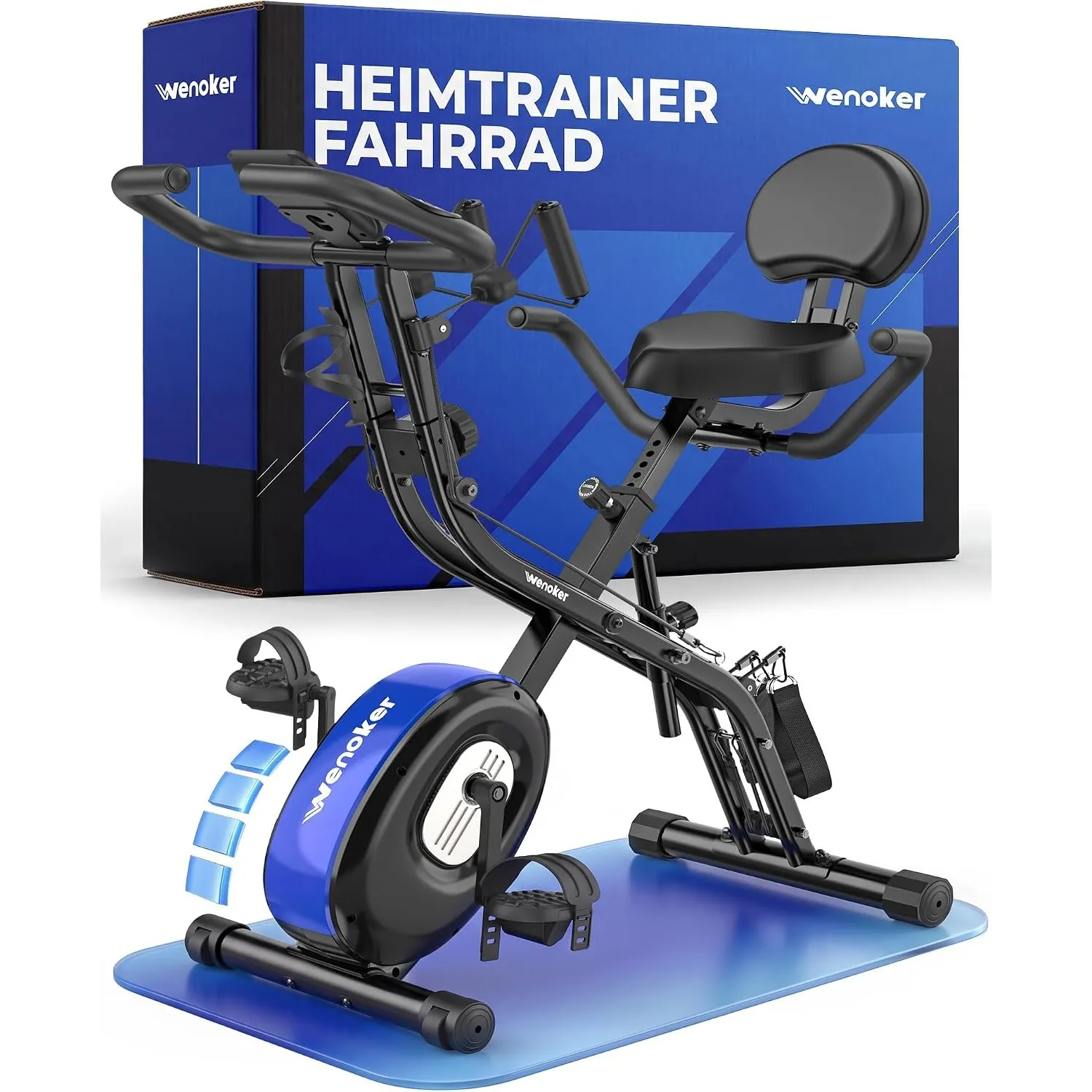 WENOKER Heimtrainer Fahrrad klappbar, Fitness Bike, 16 Stufen, bis 160 kg