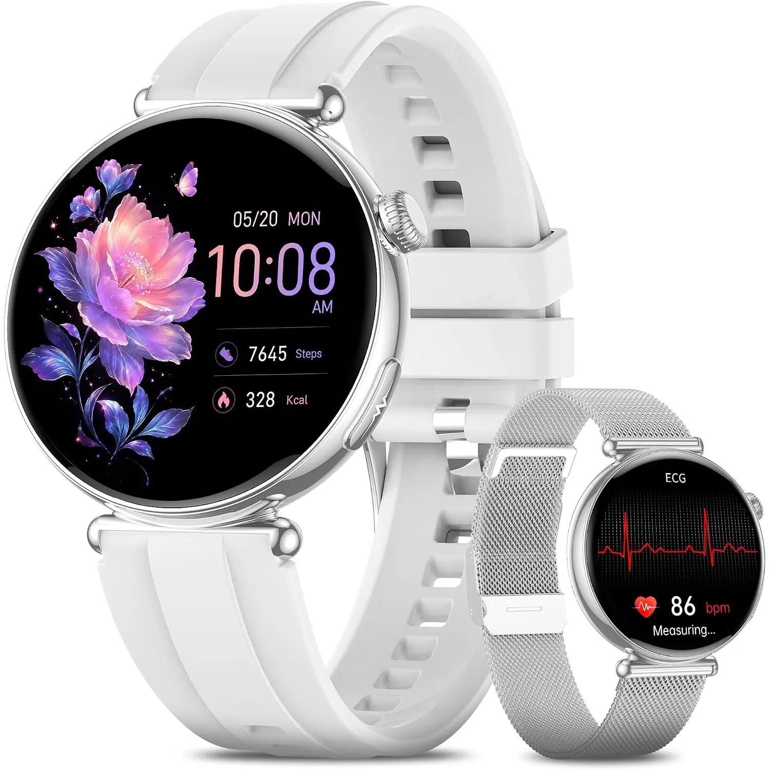 KPEP Smartwatch Damen mit EKG+HRV/Blutdruck/Menstruationszyklus/BMI/Schlaf