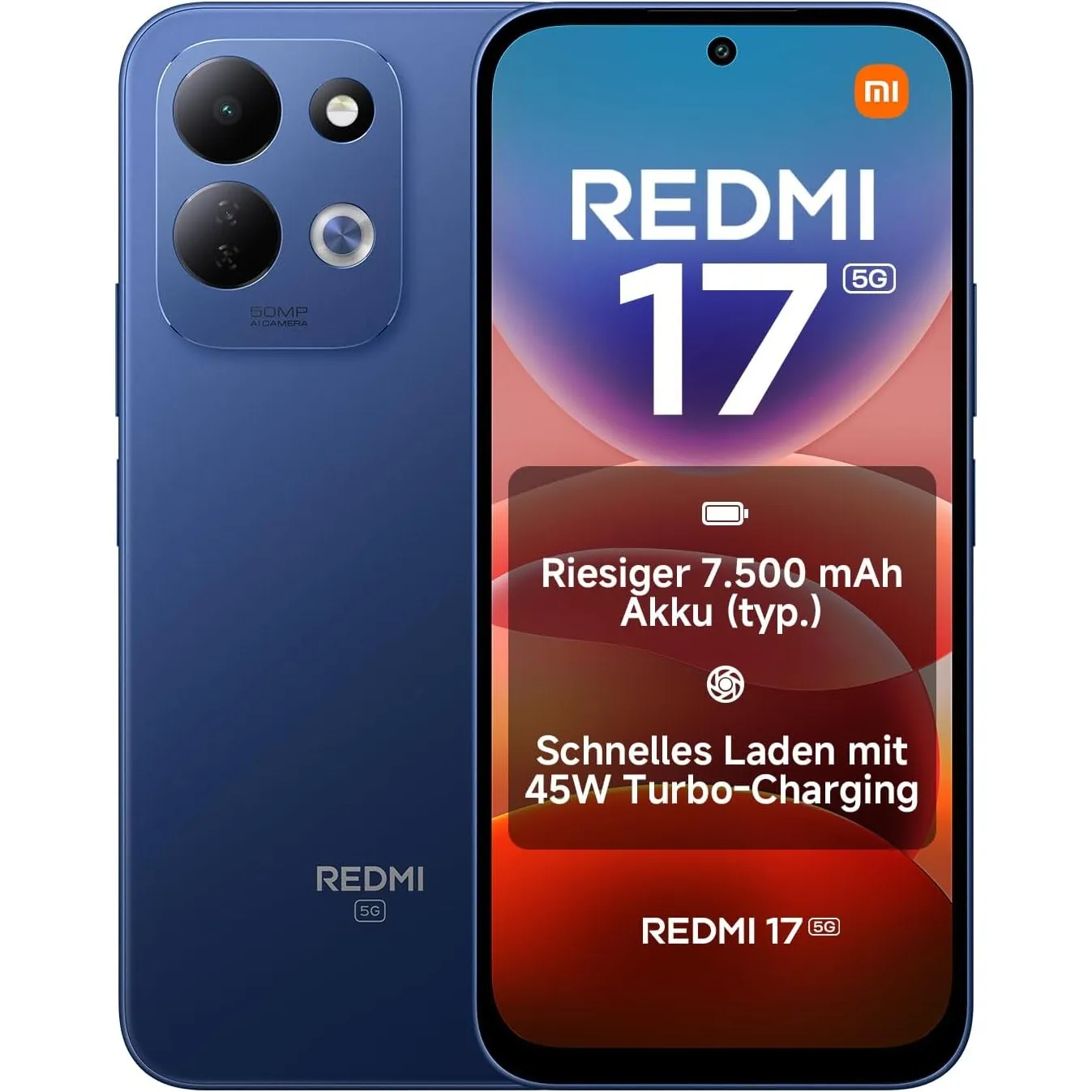 Xiaomi REDMI 17 5G, Smartphone 4+256 GB, Blau, 7500mAh Akku, 45W Laden