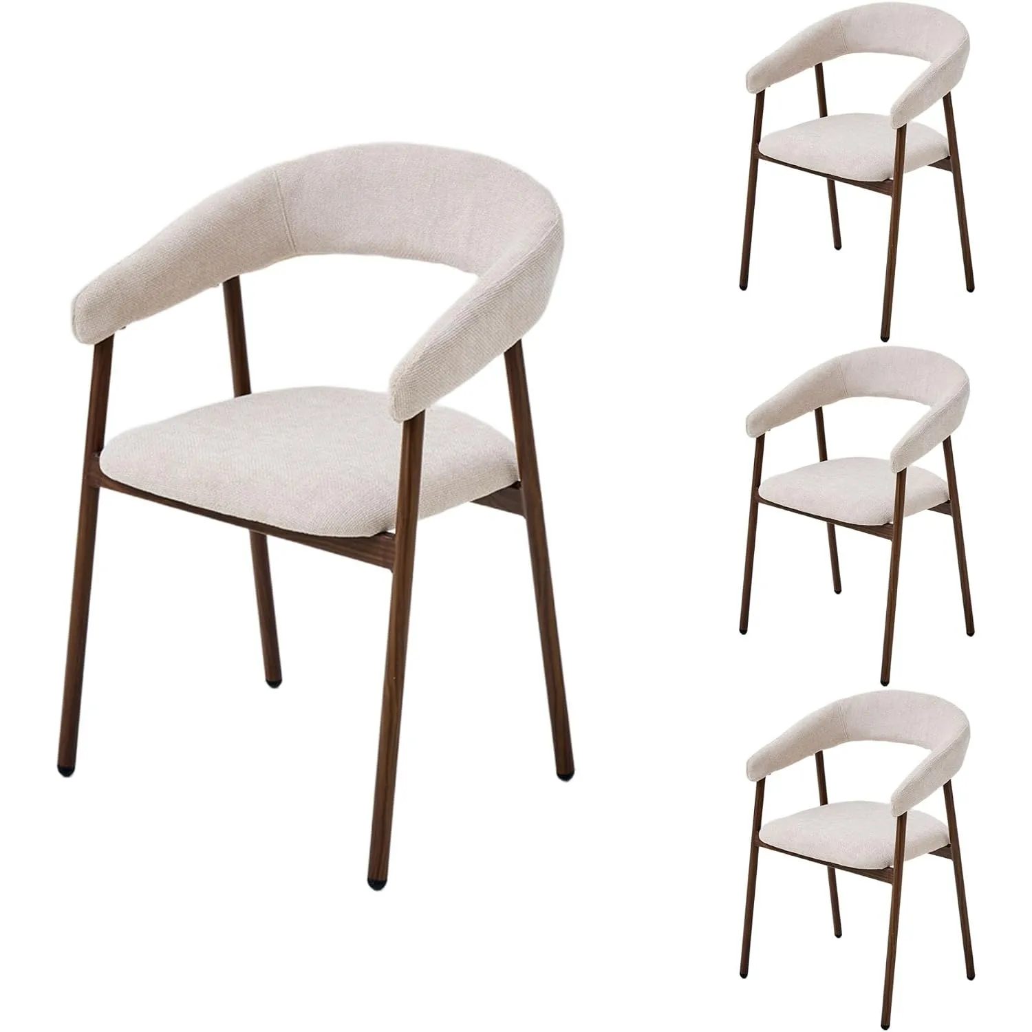Esszimmerstuhl Set 4 Stück Küchensessel Beige-Walnussbraun