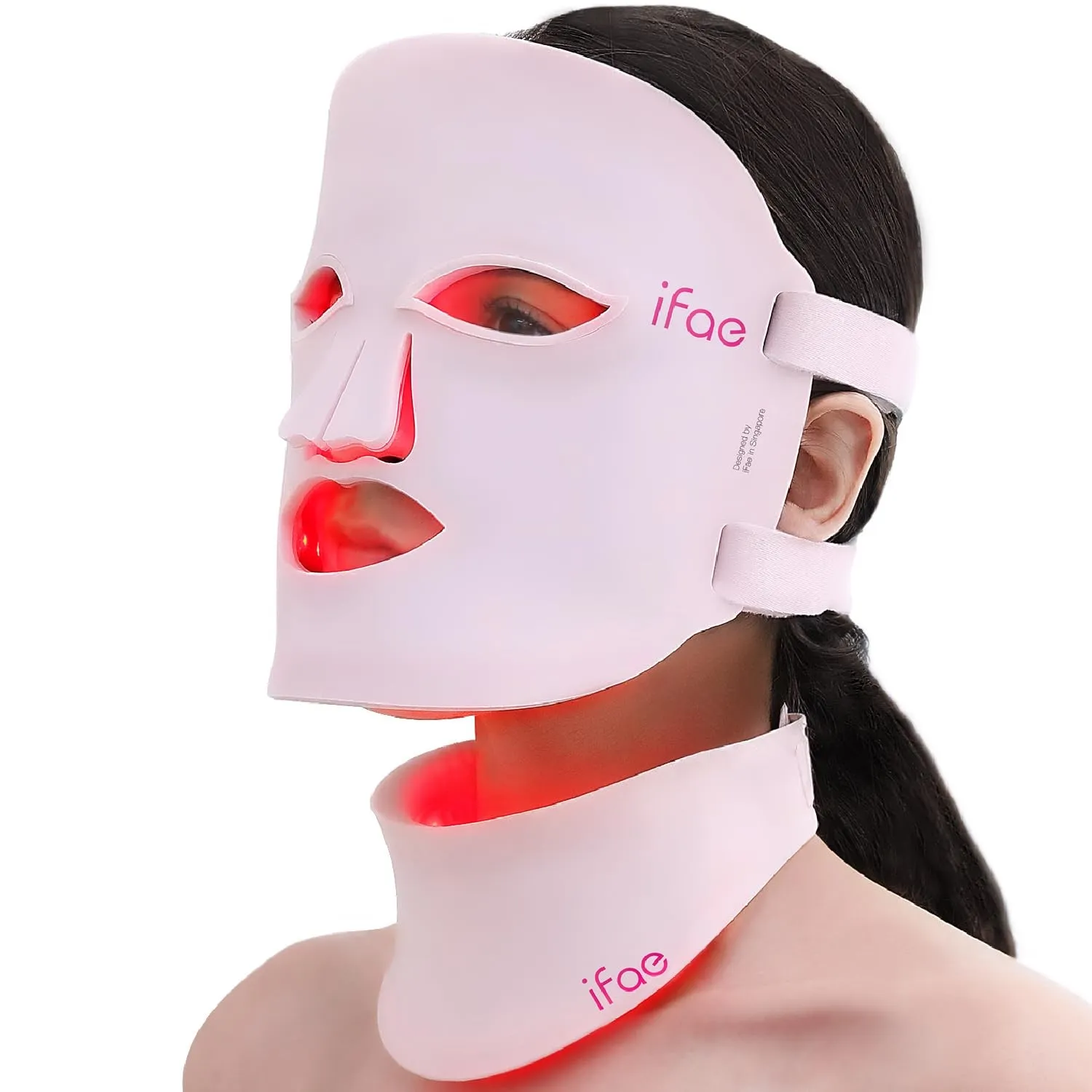 IFAE LED Gesichtsmaske, 630nm&830nm Silikon Rotlichtlampe Gesicht, 396 Chips Rotlicht Maske Gesicht mit 5/10/15/20 Time…