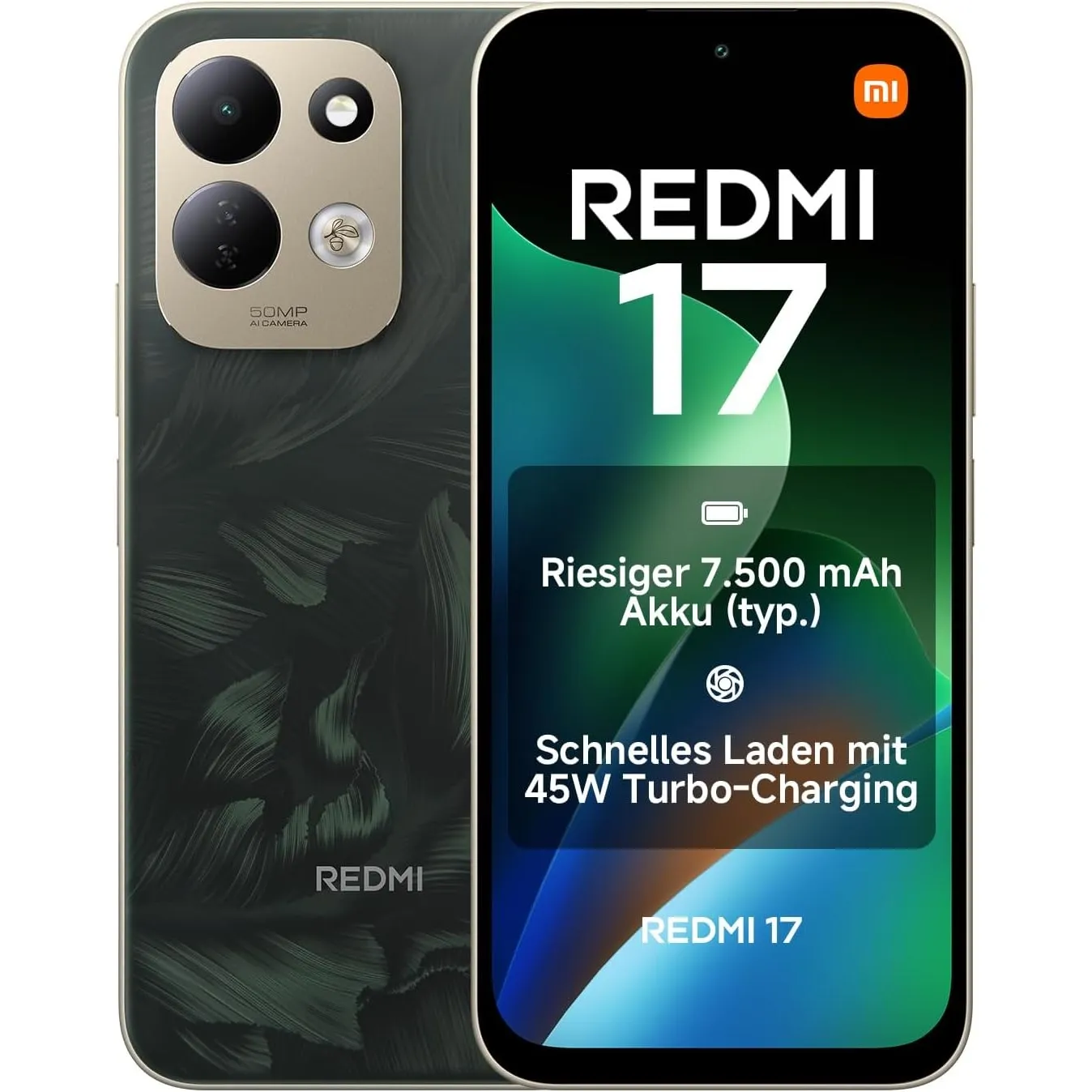 Xiaomi REDMI 17, Smartphone 4+256 GB, Grün, 7500mAh Akku, 45W Laden