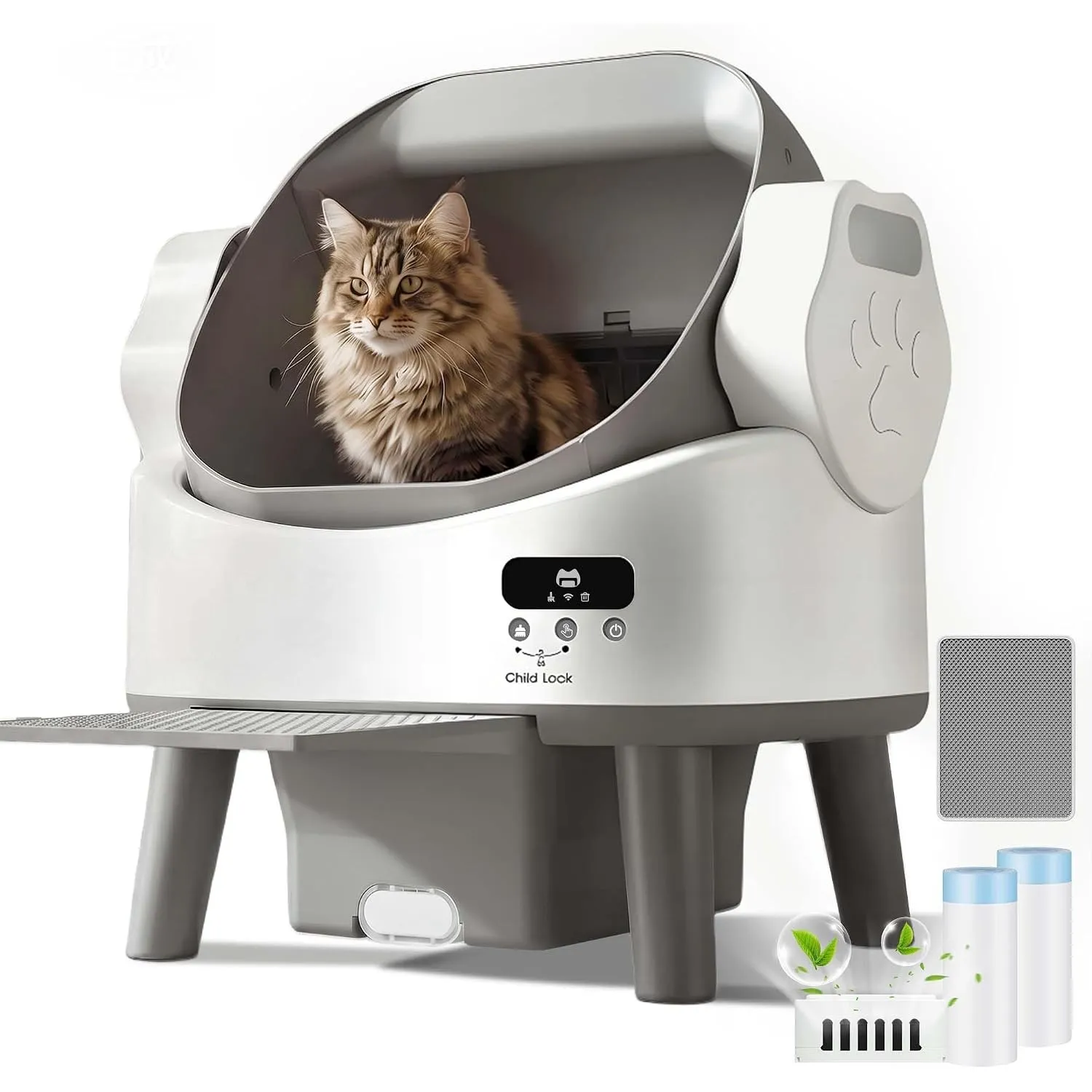 JUMMICO Selbstreinigende Katzentoilette, Automatisches Katzenklo für große Katzen bis 10kg, Elektrisches Katzentoilette…
