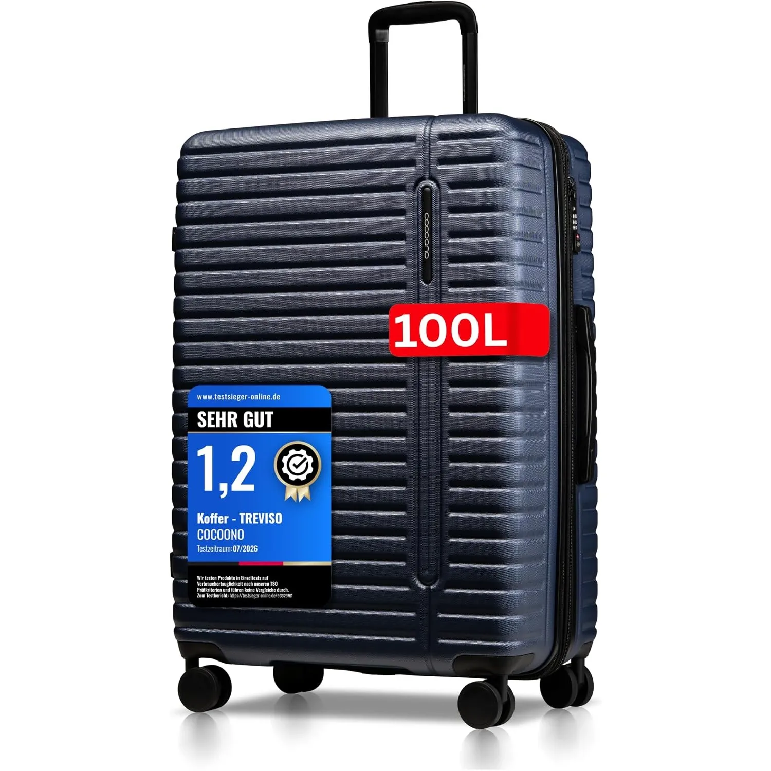 Cocoono Hartschalenkoffer XL Groß - 100L Volumen erweiterbar auf 117L - 158cm Gurtmaß - 8 Rollen 360° drehbar - Leichte…