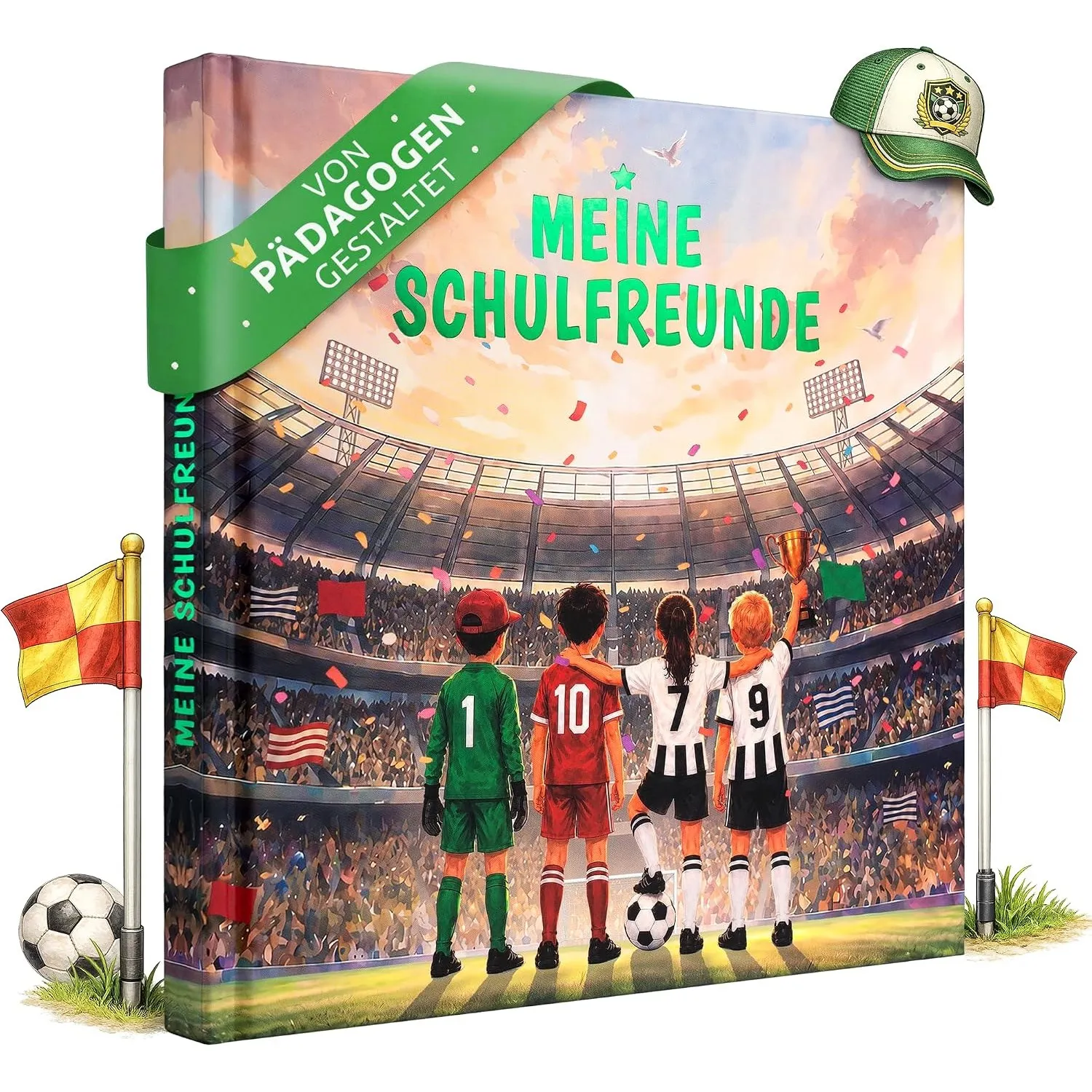 EULENTALER Schulfreundebuch Jungen Fussball | Von Pädagogen gestaltet | Mit Fußball Motiven, Goldprägung und Seiten für…