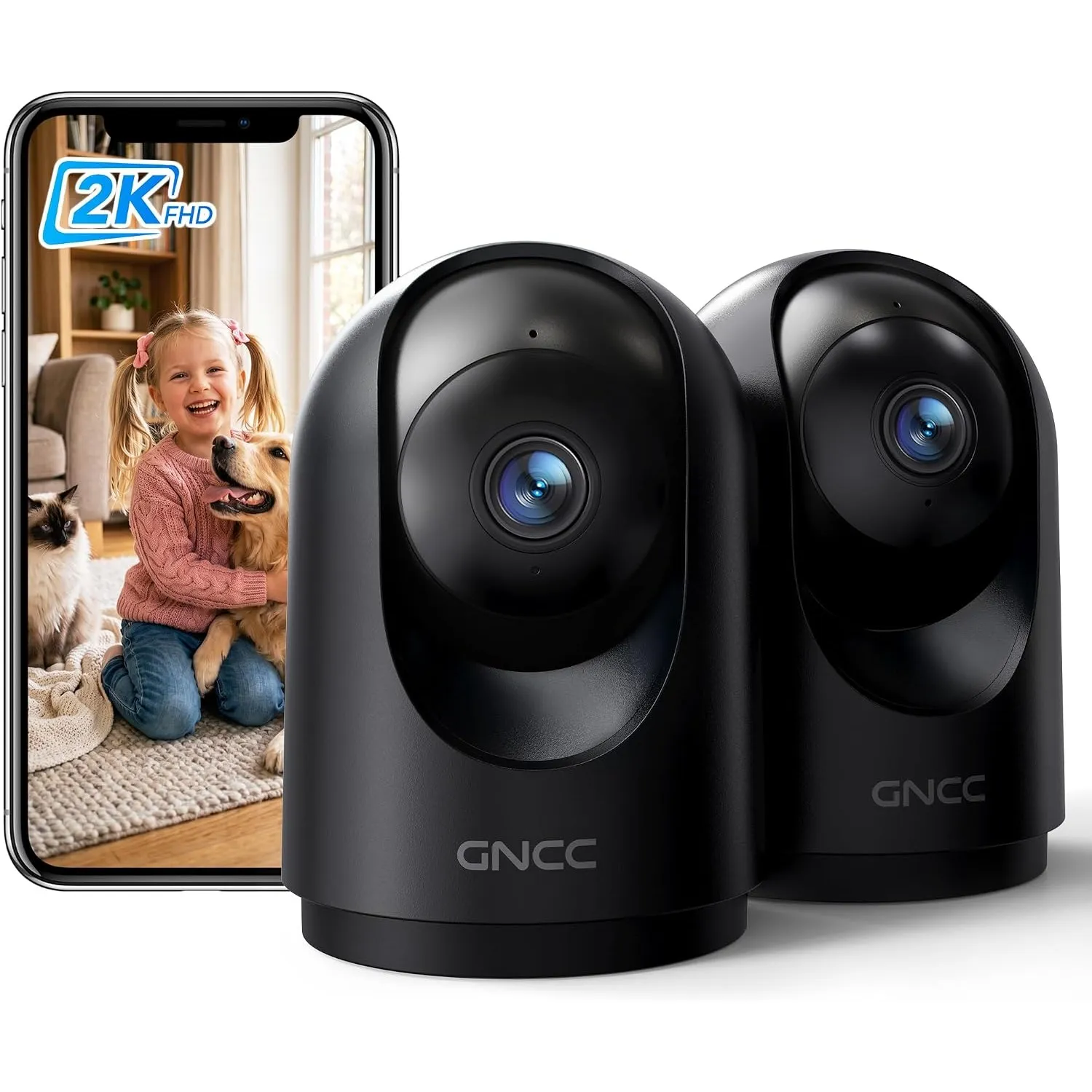 GNCC 2K 360° Überwachungskamera Innen, Kamera Überwachung Innen, 5G/2.4G