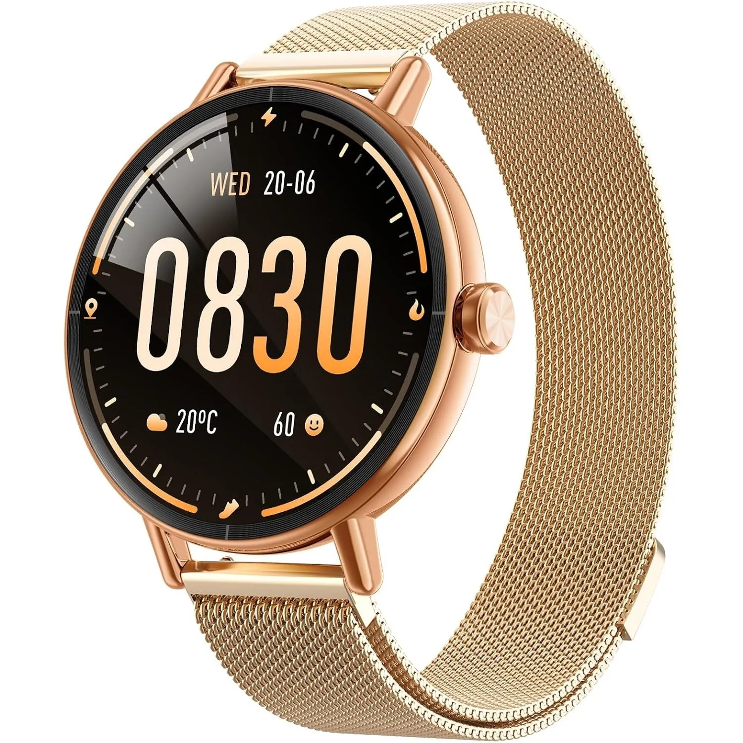 Smartwatch Damen Rund Metallarmband 1.27" Smart Watch mit Telefonfunktion Fitnessuhr mit SpO2 Herzfrequenz Stress Kalor…