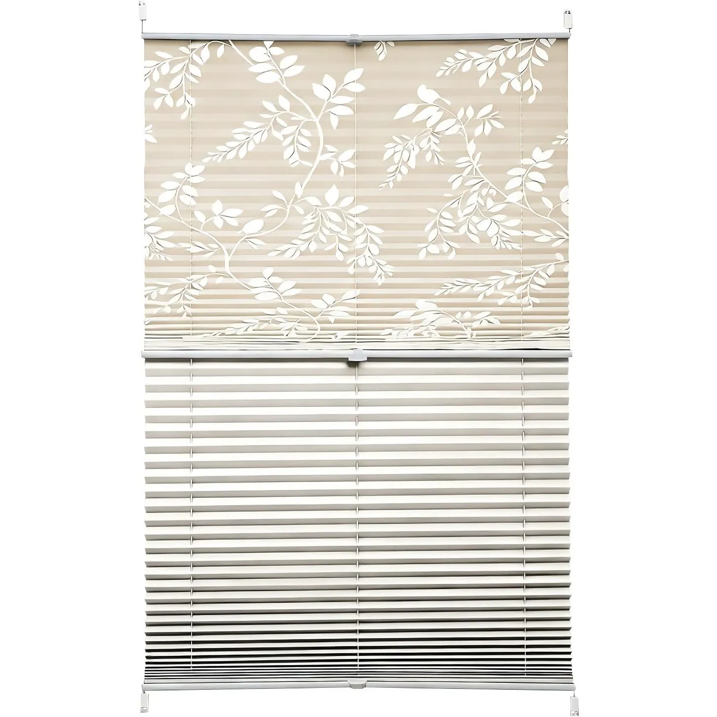 Sekey Plissee Doppelplissee Day+Night Verdunkelung ohne Bohren verspannt Lichtschutz, Klemmfix, 90x120cm Muster & Beige