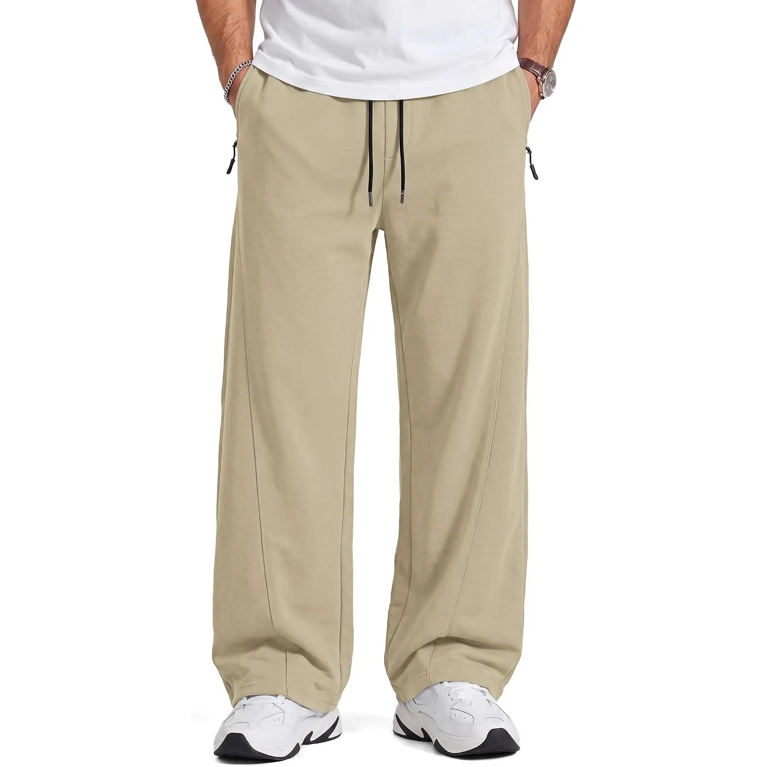 TARAINYA Baggy Jogginghose Herren Baumwolle mit Zipper Taschen M-5XL