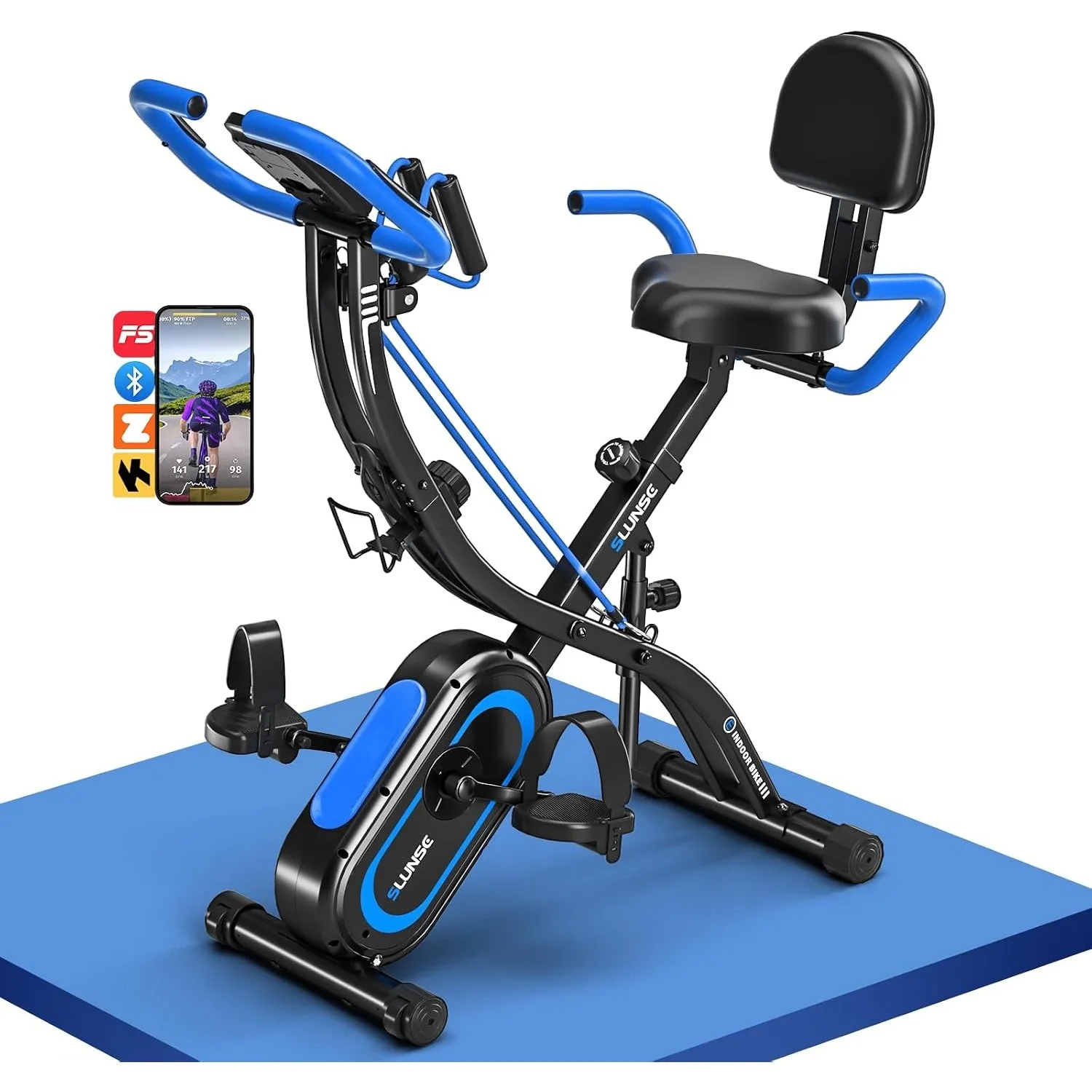 Heimtrainer Fahrrad Klappbar, SLUNSE FITNESS Neu Hometrainer Fahrrad mit 16-stufiger Magnetwiderstand, Ergometer Heimtr…