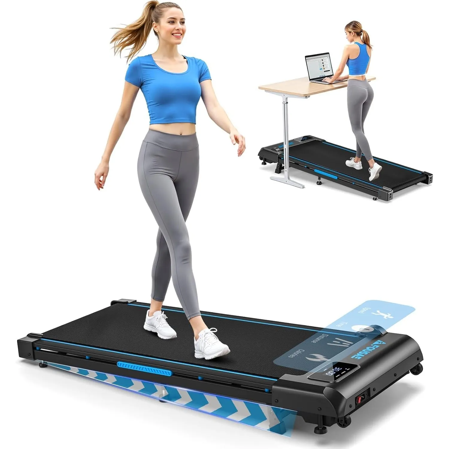 Walking Pad, 12 HIIT Programes Laufband für Zuhause mit 9% Steigung