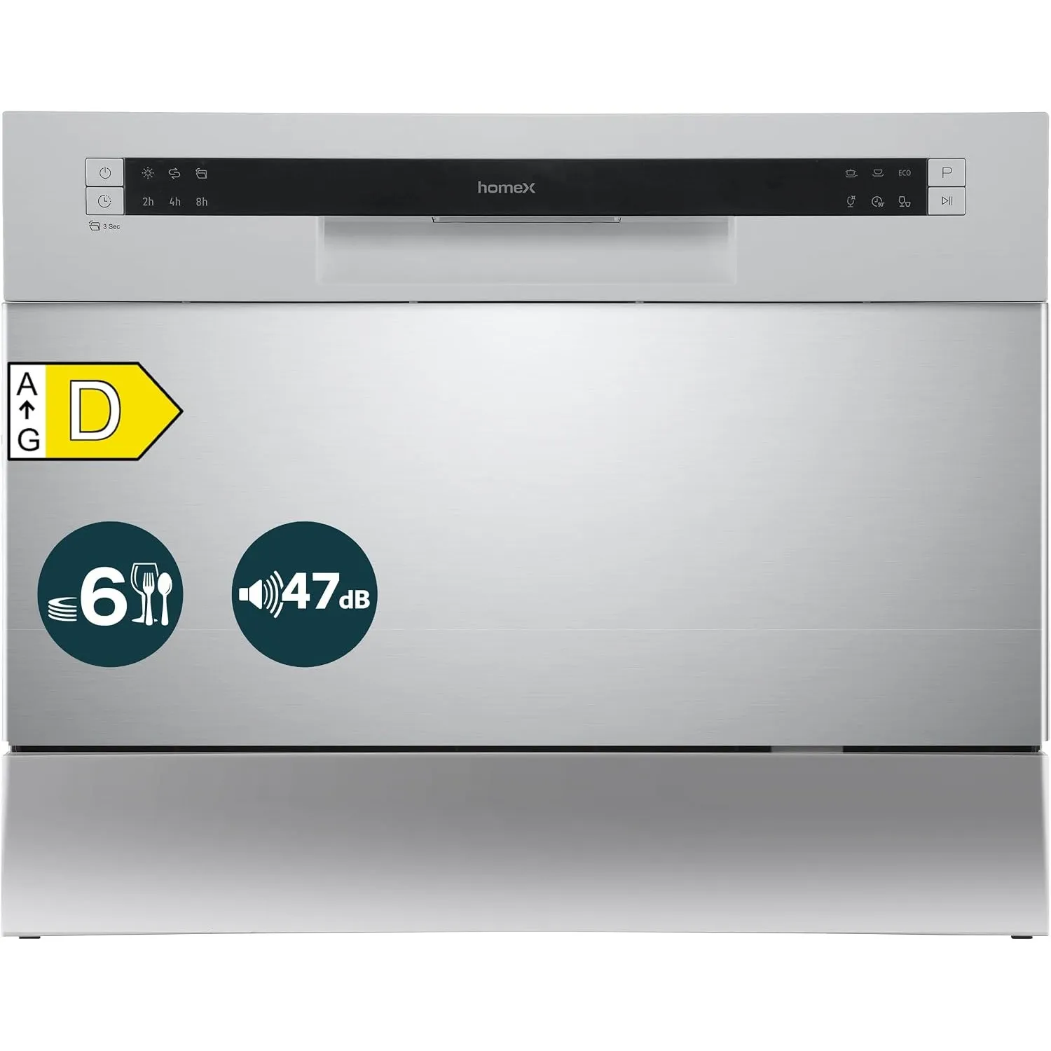homeX GST6AD-S Tischgeschirrspüler Mini Geschirrspüler für 6 Maßgedecke | 6 Programme, Spülmaschine klein, AquaStop, au…