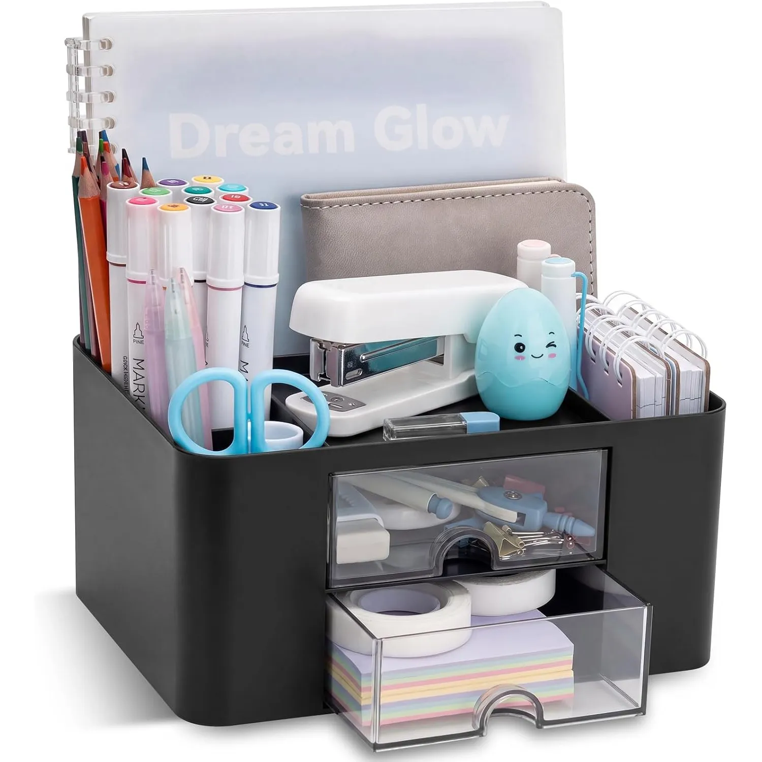 RISEMART Schreibtischorganisator mit 2 Schubladen, multifunktionaler Stifthalter für den Schreibtisch, Schreibtischorga…