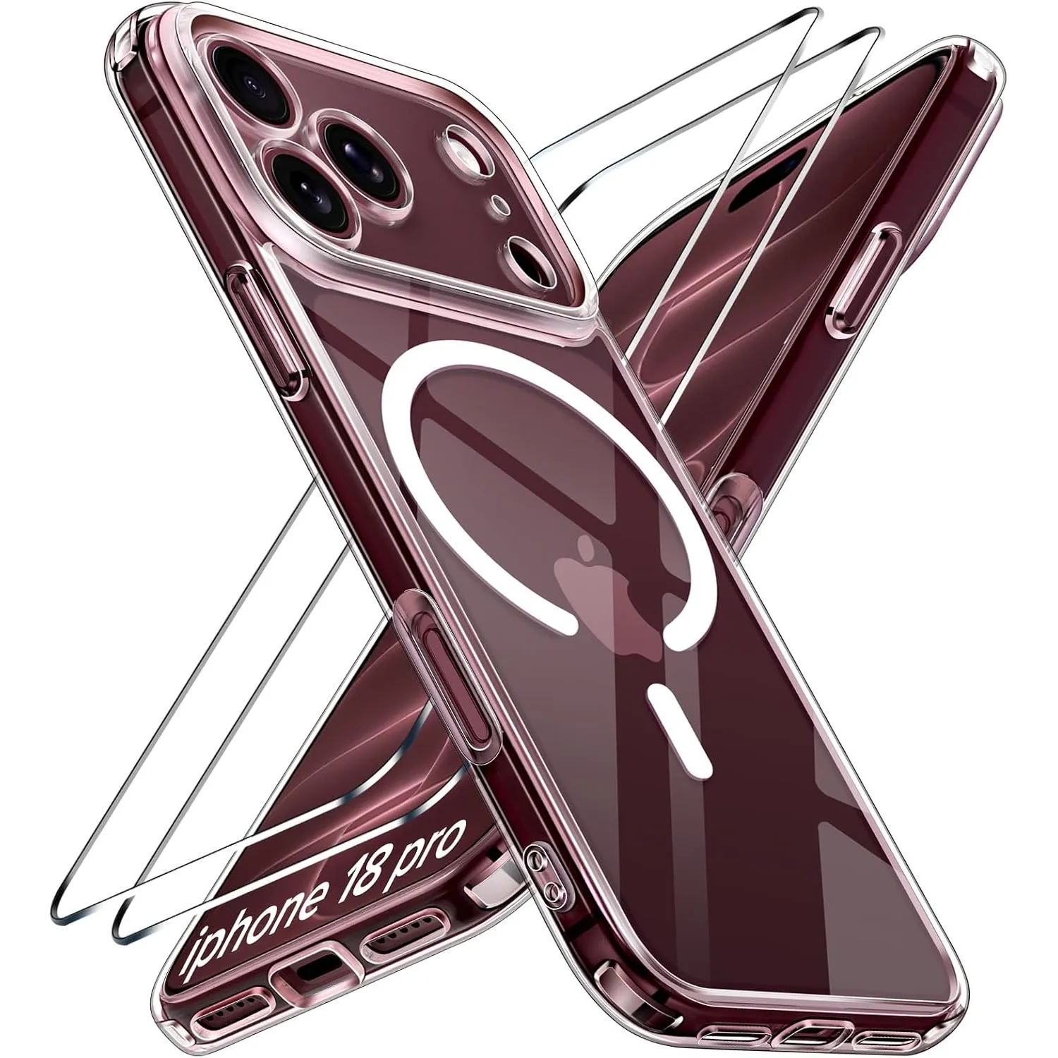 ivoler Klar Magnetisch Hülle für iPhone 18 Pro, 1 Handyhülle mit 2 Stück Panzer Schutz Glas, [Militärischer Schutz] Sto…