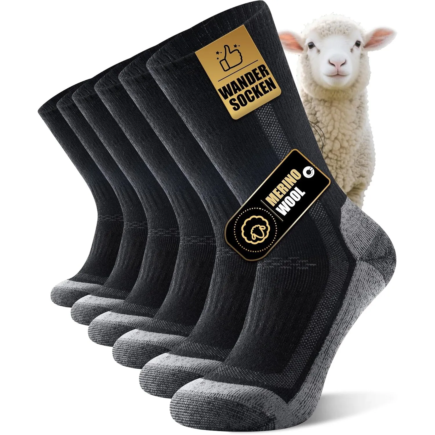 Merino Wandersocken Herren Damen, Outdoor Thermosocken, 3/5 Paar