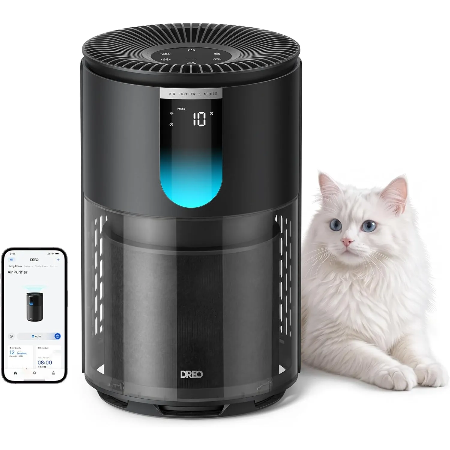 DREO Smart Luftreiniger 539AS für Allergiker & Haustiere, HEPA-Filter