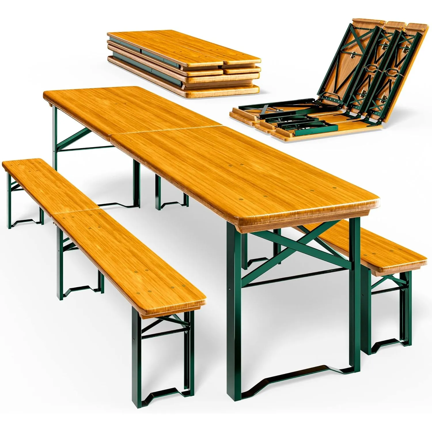 Casaria® 4er Set Bierzeltgarnitur 220cm je 10 Personen hohe Belastbarkeit Massiv Holz klappbar Festzeltgarnitur 2 Bierb…