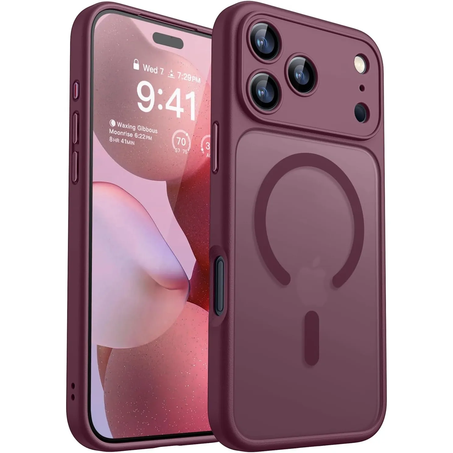 CANSHN für iPhone 18 Pro Hülle mit Kameraschutz, Weinrot