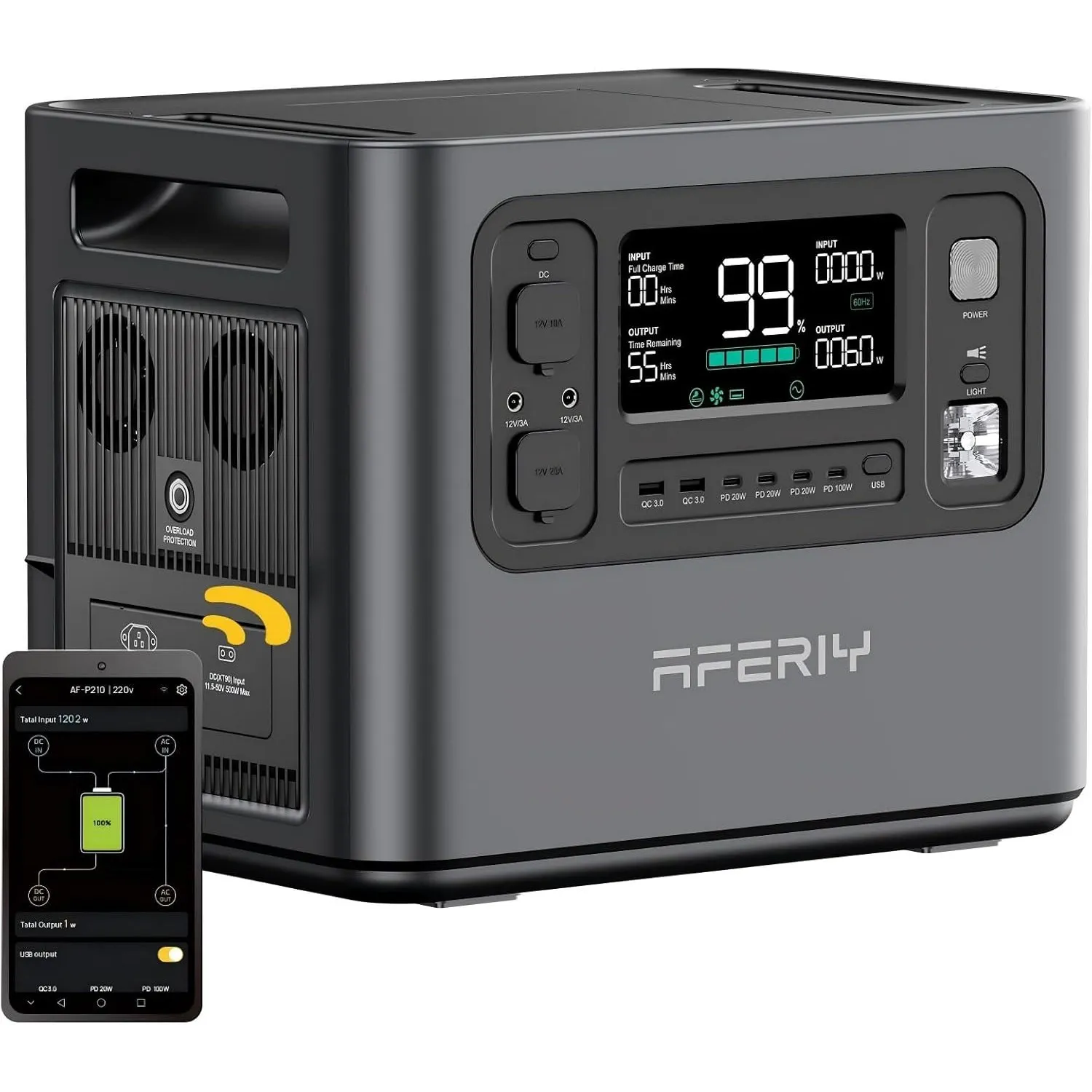 AFERIY 2400W2048Wh Tragbare Powerstation, 1,5Std Schnellladung, für camping | Solargenerator , 13 Ausgänge, <10ms USV, …